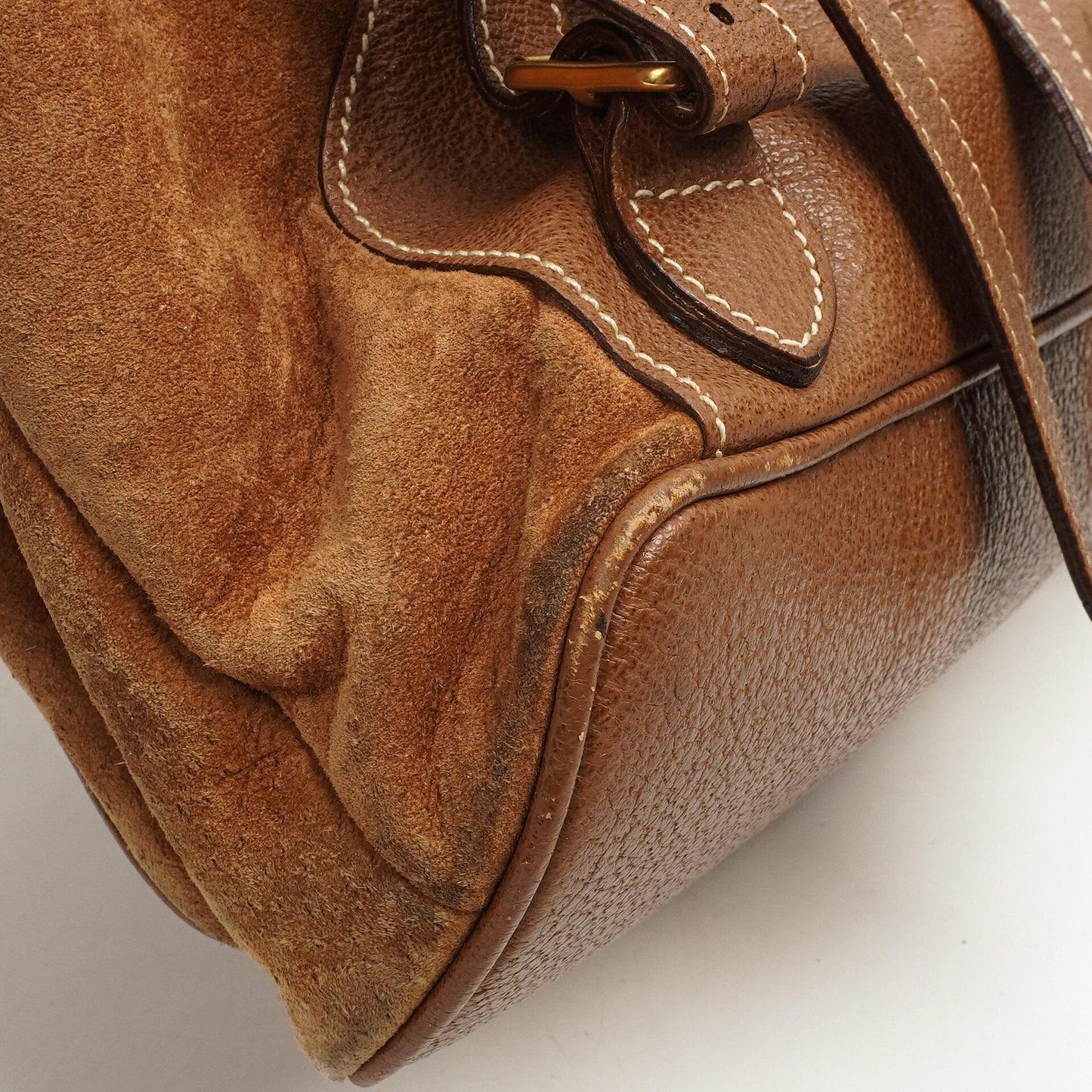 Gucci Bamboo Backpack Brown Suede And Leather