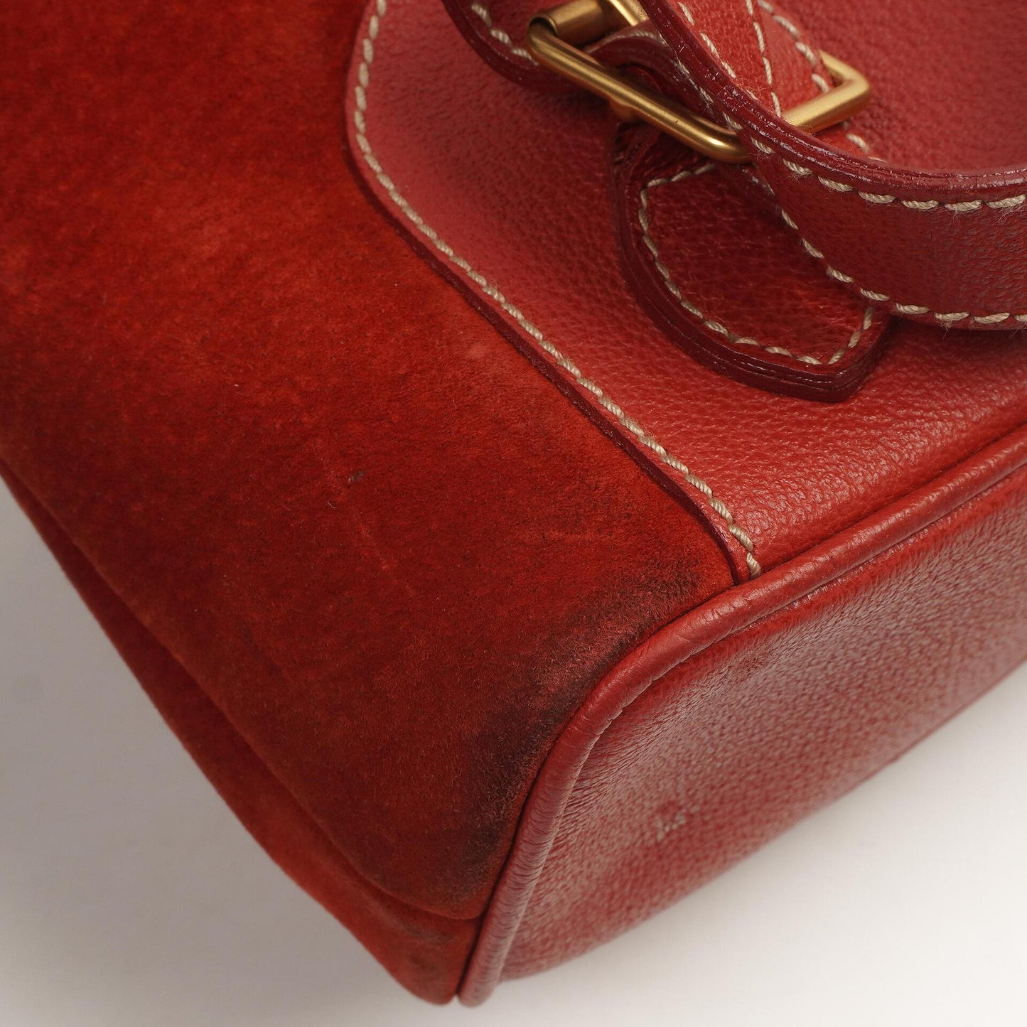 Gucci Bamboo Red Suede And Leather Backpack