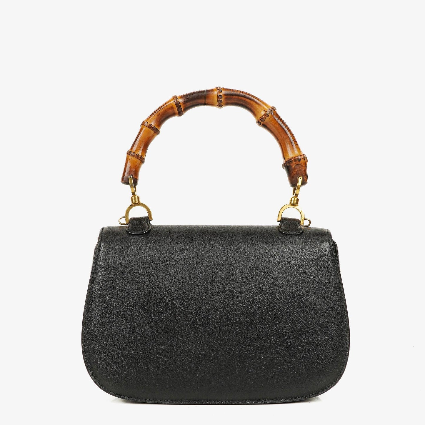 Gucci Bamboo Top Handle Black Leather Bag