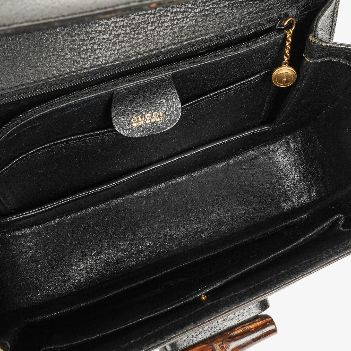 Gucci Bamboo Top Handle Black Leather Bag