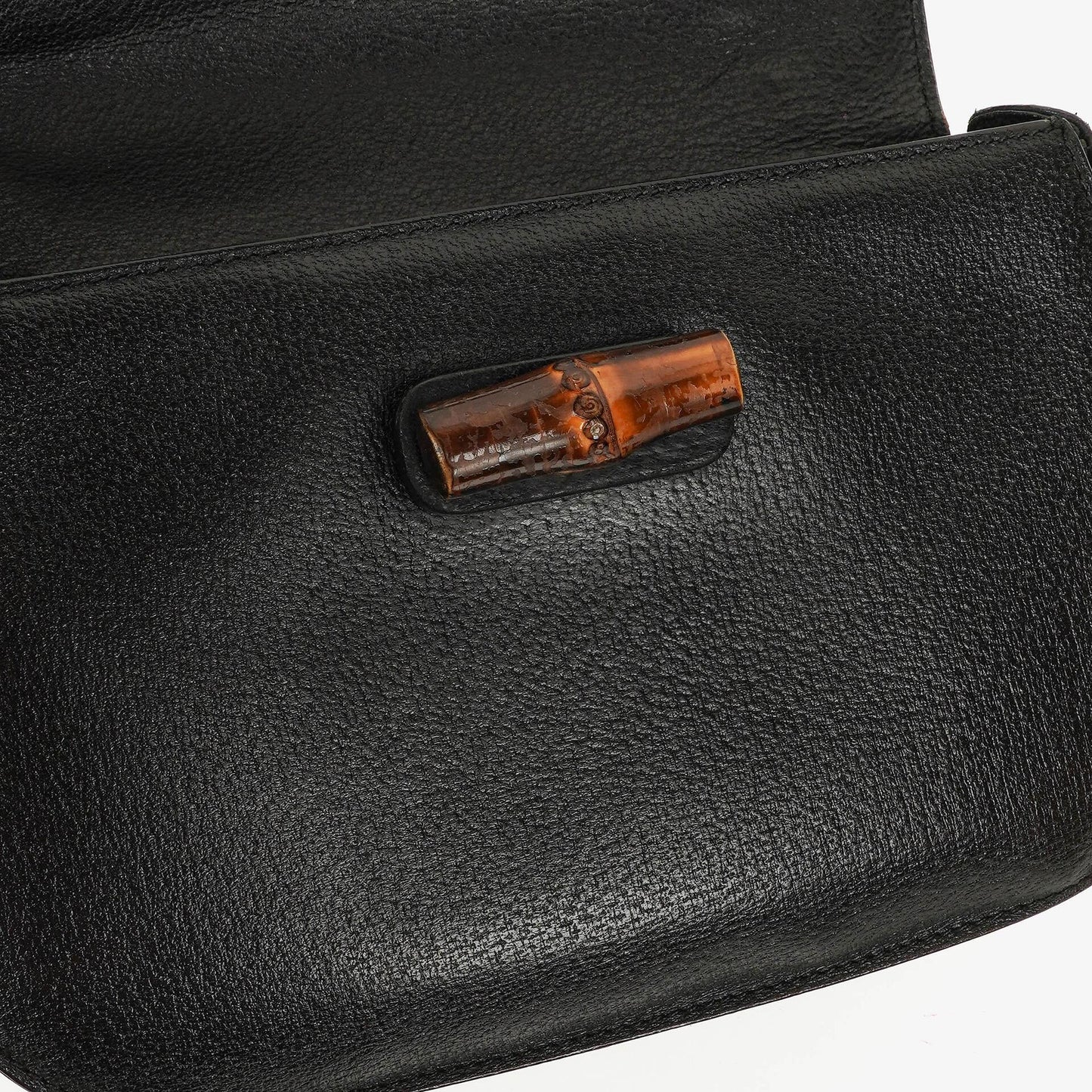 Gucci Bamboo Top Handle Black Leather Bag