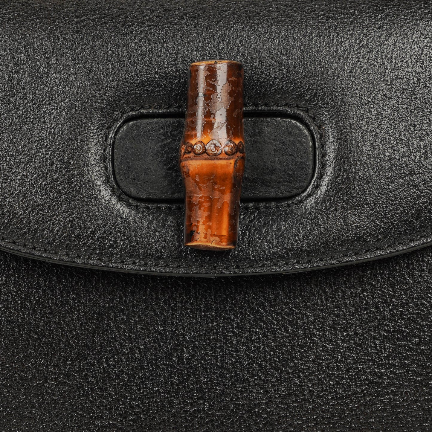 Gucci Bamboo Top Handle Black Leather Bag