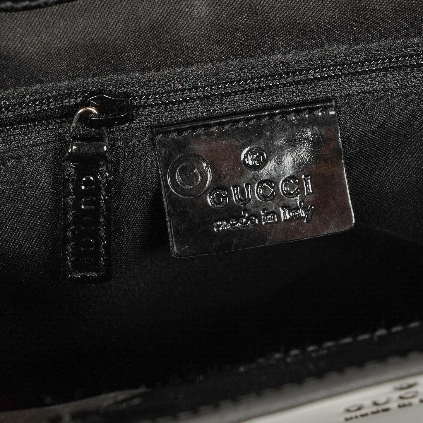 Gucci Bamboo Top Handle Black Patent Leahter Bag