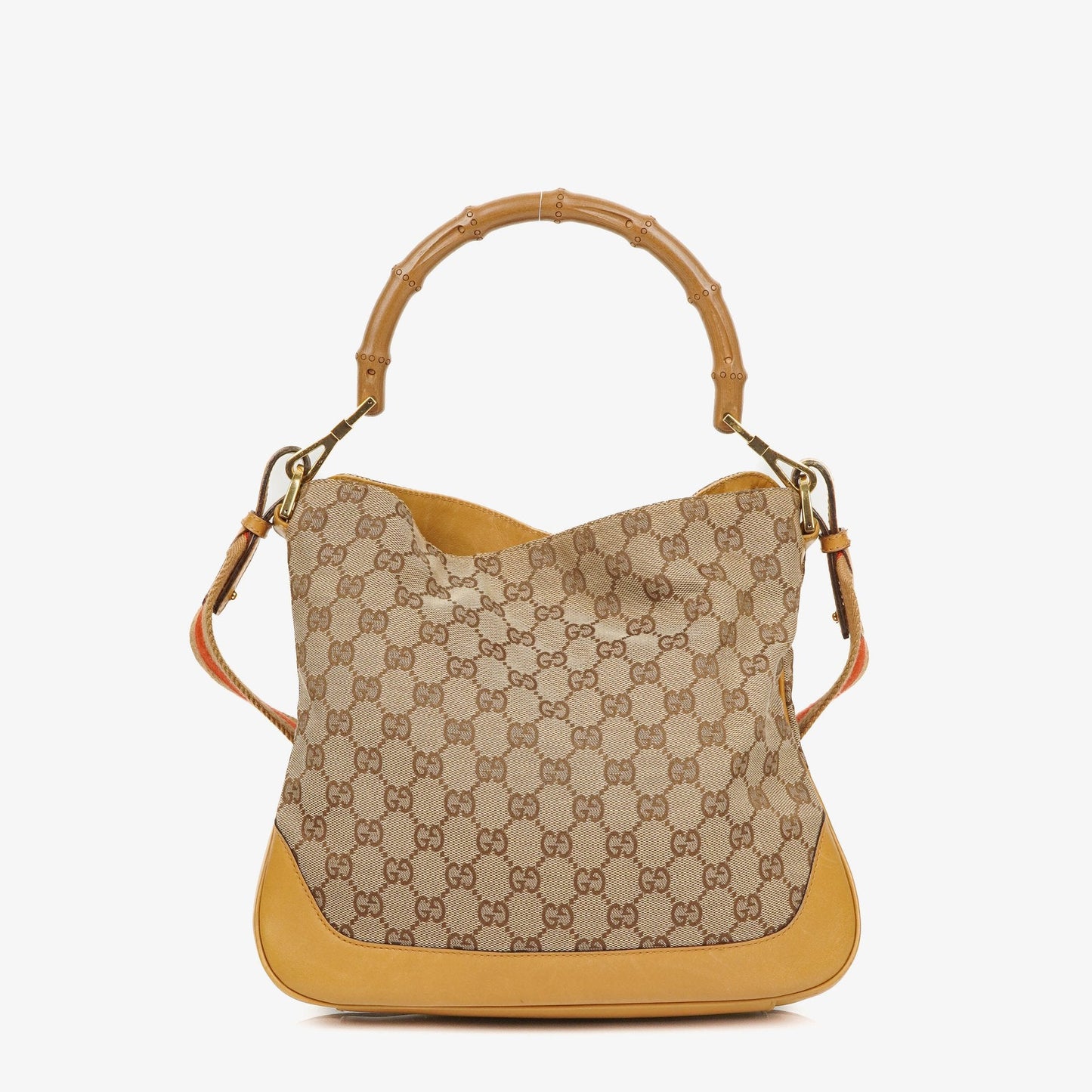 Gucci Bamboo Top Handle GG Canvas and Leather Hobo Bag