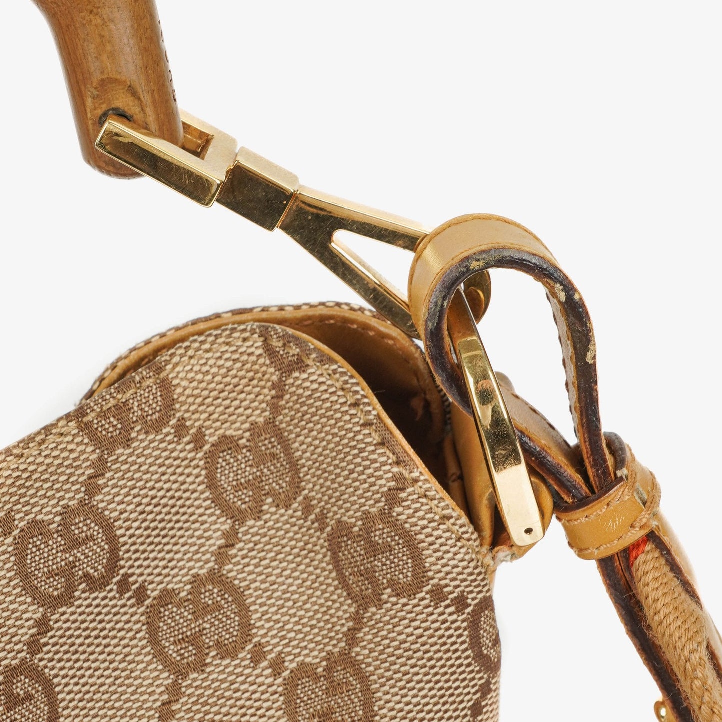 Gucci Bamboo Top Handle GG Canvas and Leather Hobo Bag