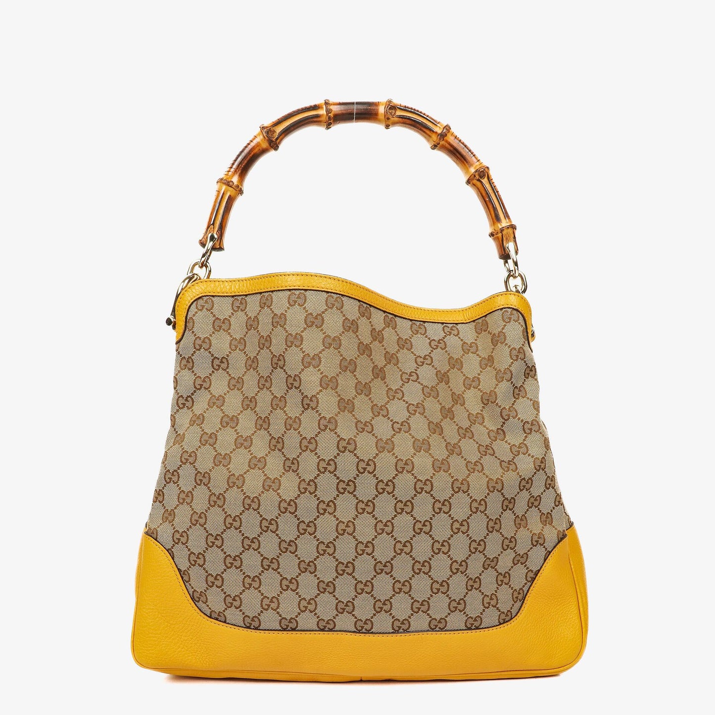 Gucci Bamboo Top Handle GG Canvas Biege Hobo Bag