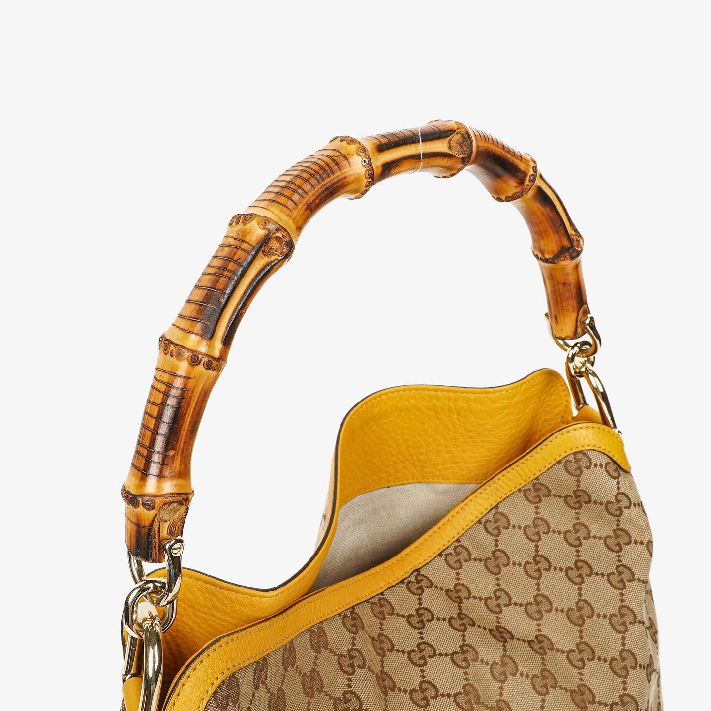 Gucci Bamboo Top Handle GG Canvas Biege Hobo Bag