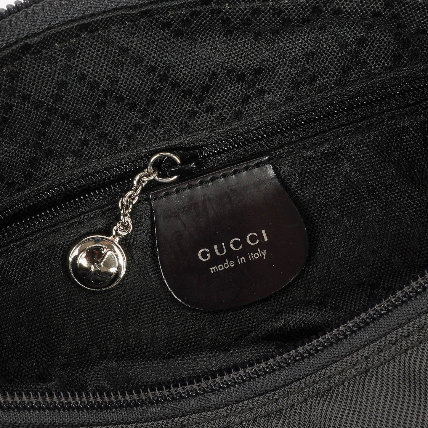 Gucci Bamboo Top Handle Grey Canvas Hobo Bag