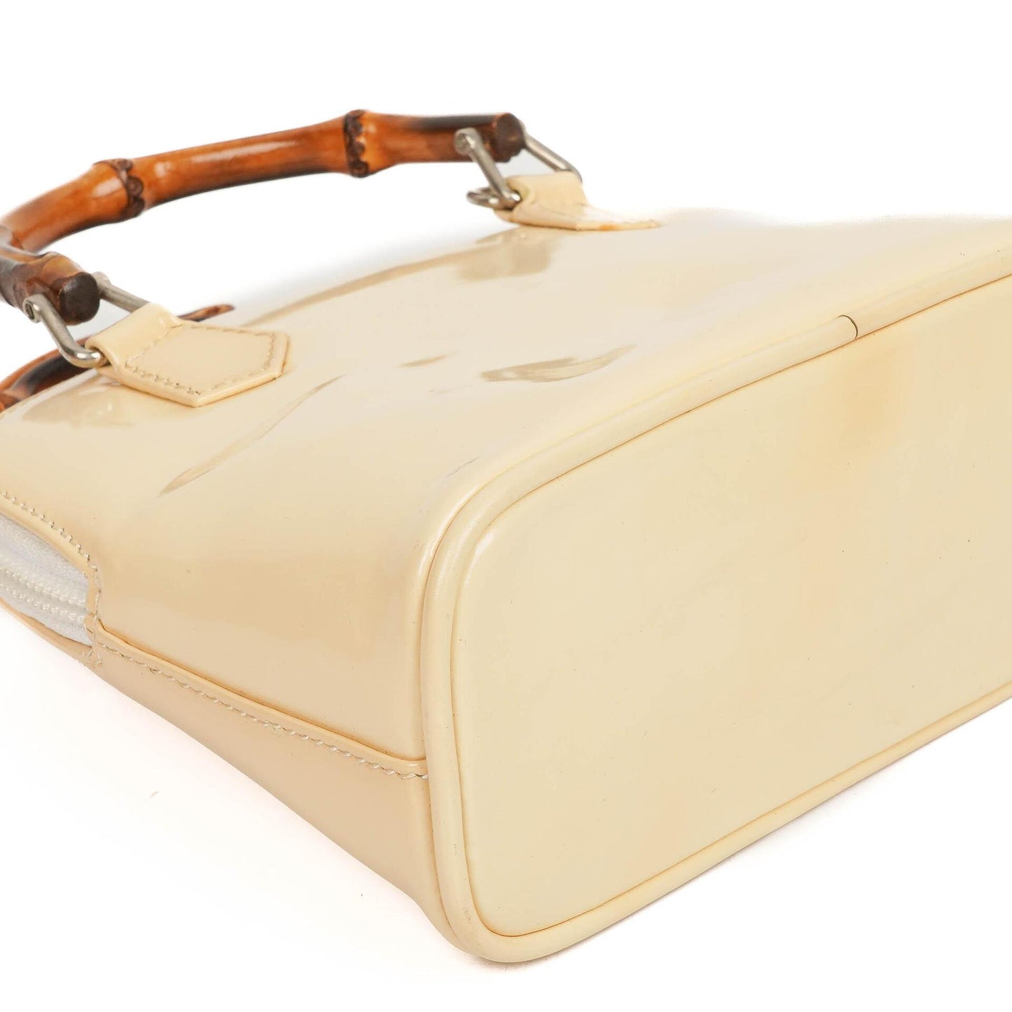 Gucci Bamboo Top Handle Patent Leather Handbag