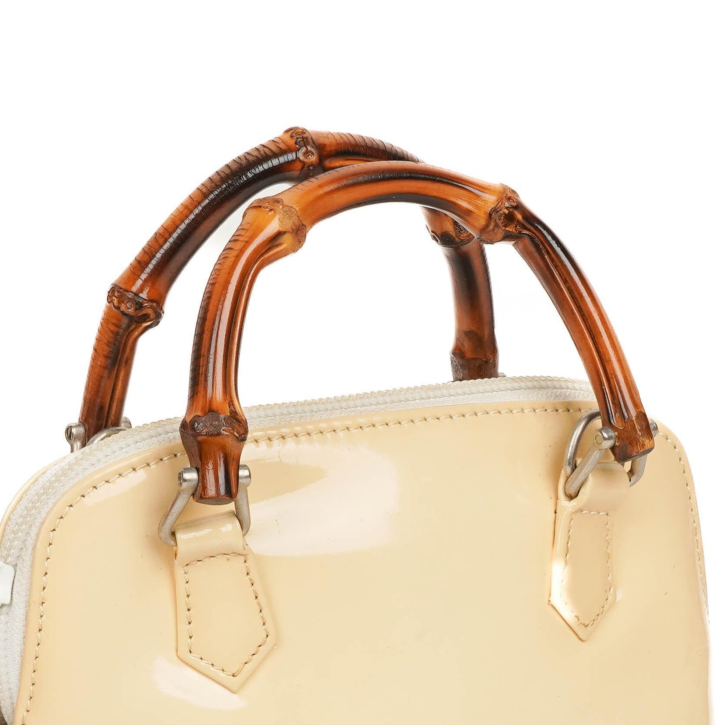 Gucci Bamboo Top Handle Patent Leather Handbag