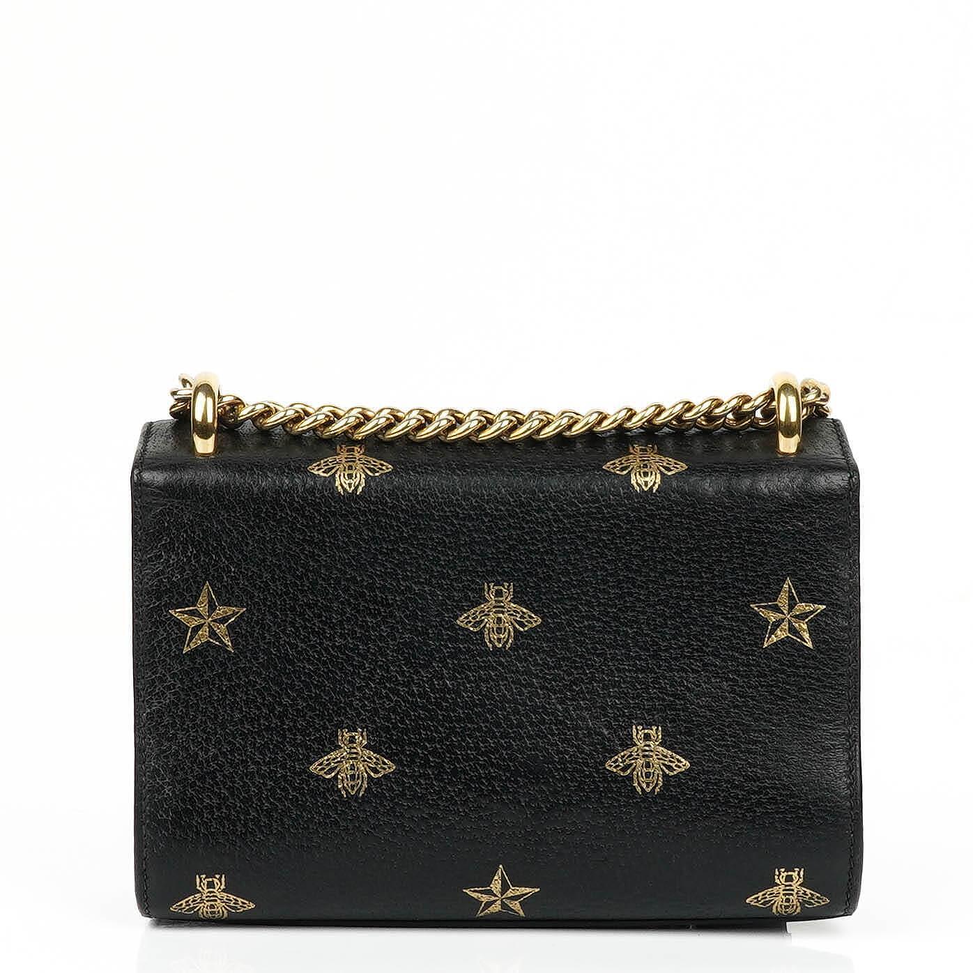 Gucci Bee Star Small Black Grained Calfskin Padlock Shoulder Bag