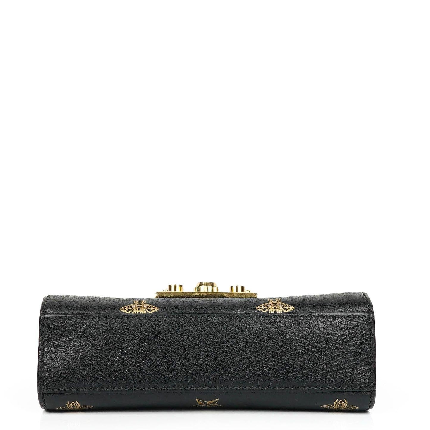 Gucci Bee Star Small Black Grained Calfskin Padlock Shoulder Bag