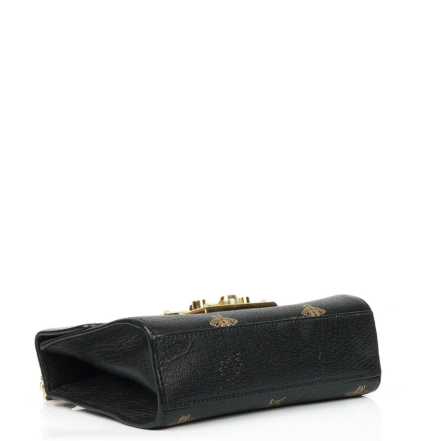 Gucci Bee Star Small Black Grained Calfskin Padlock Shoulder Bag