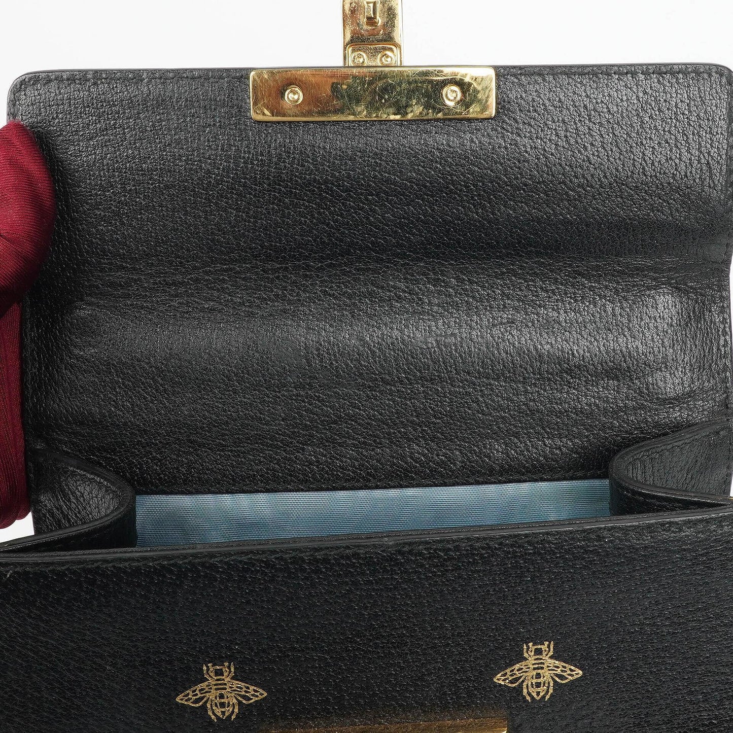 Gucci Bee Star Small Black Grained Calfskin Padlock Shoulder Bag