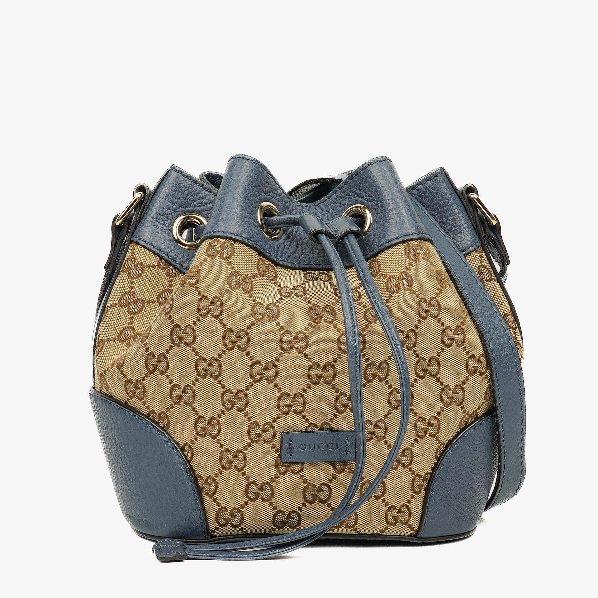 Gucci Beige Ebony Washed Ink Monogram Cellarius Calfskin Bucket Bag