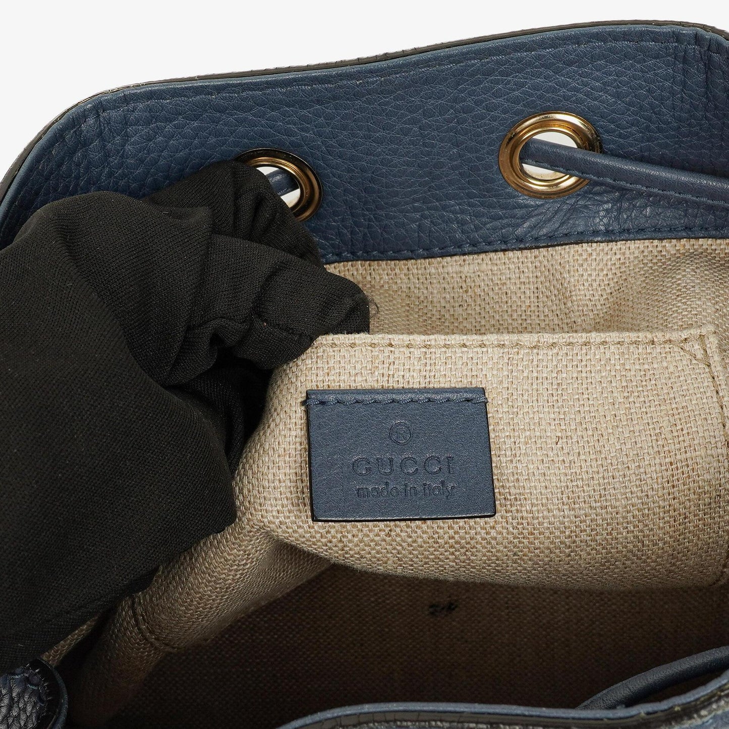 Gucci Beige Ebony Washed Ink Monogram Cellarius Calfskin Bucket Bag