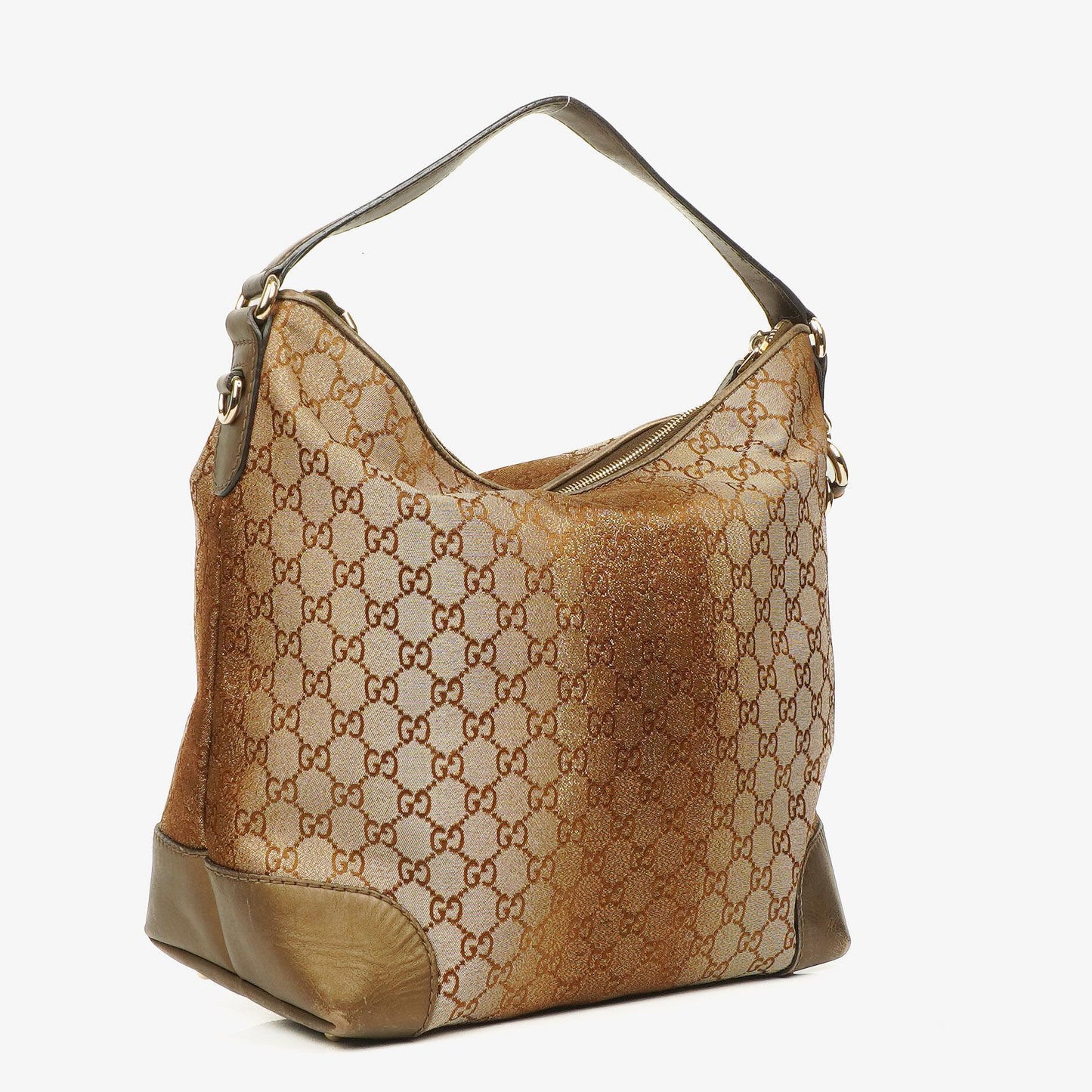 Gucci Beige Metallic Monogram GG Canvas Heart-Bit Hobo Bag