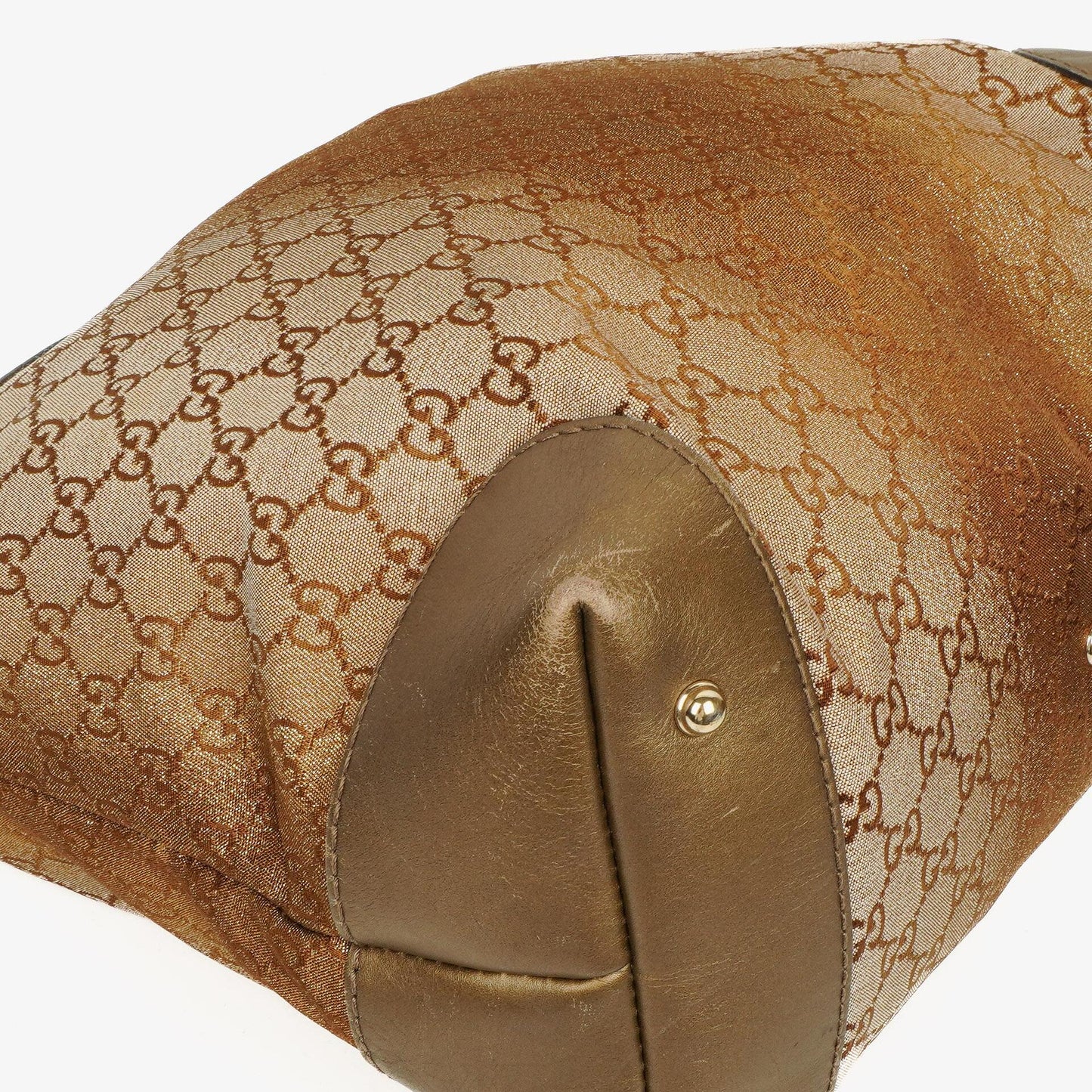 Gucci Beige Metallic Monogram GG Canvas Heart-Bit Hobo Bag