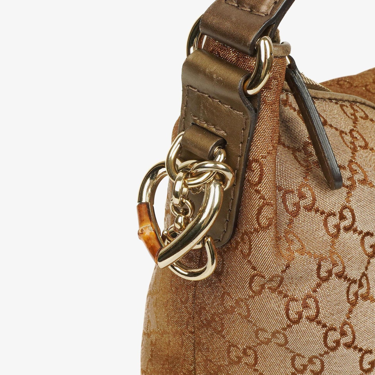 Gucci Beige Metallic Monogram GG Canvas Heart-Bit Hobo Bag