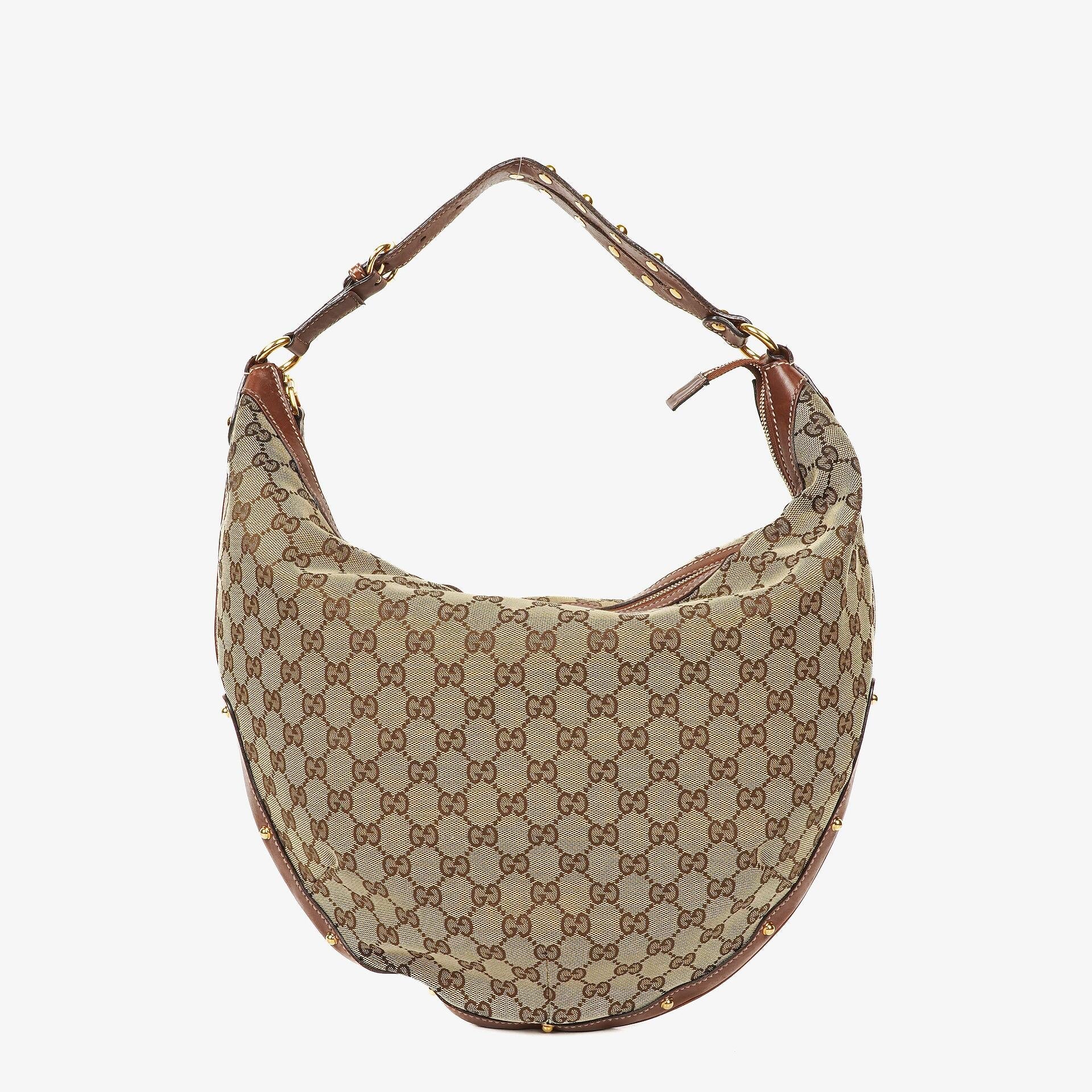 Gucci Beige/Brown GG Fabric Canvas Hobo Bag