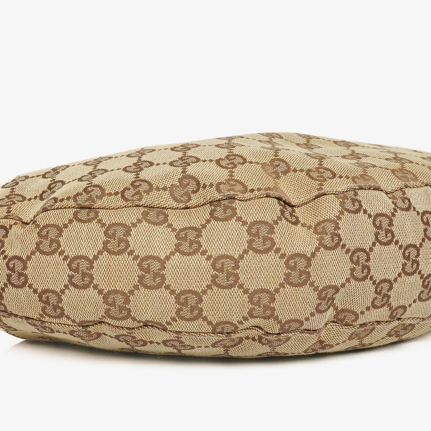 Gucci Beige/Ebony GG Canvas Green Metallic Bamboo Ring Hobo Bag