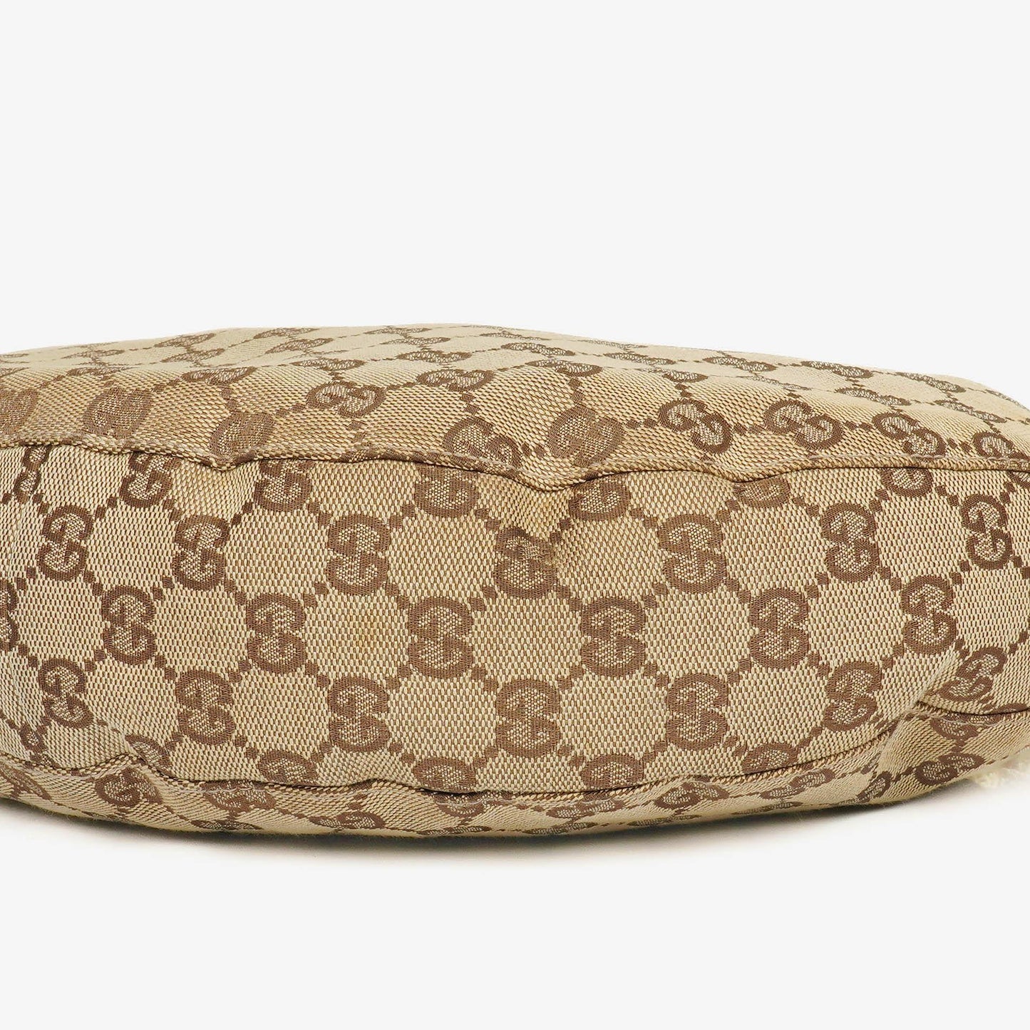 Gucci Beige/Ebony GG Canvas Green Metallic Bamboo Ring Hobo Bag