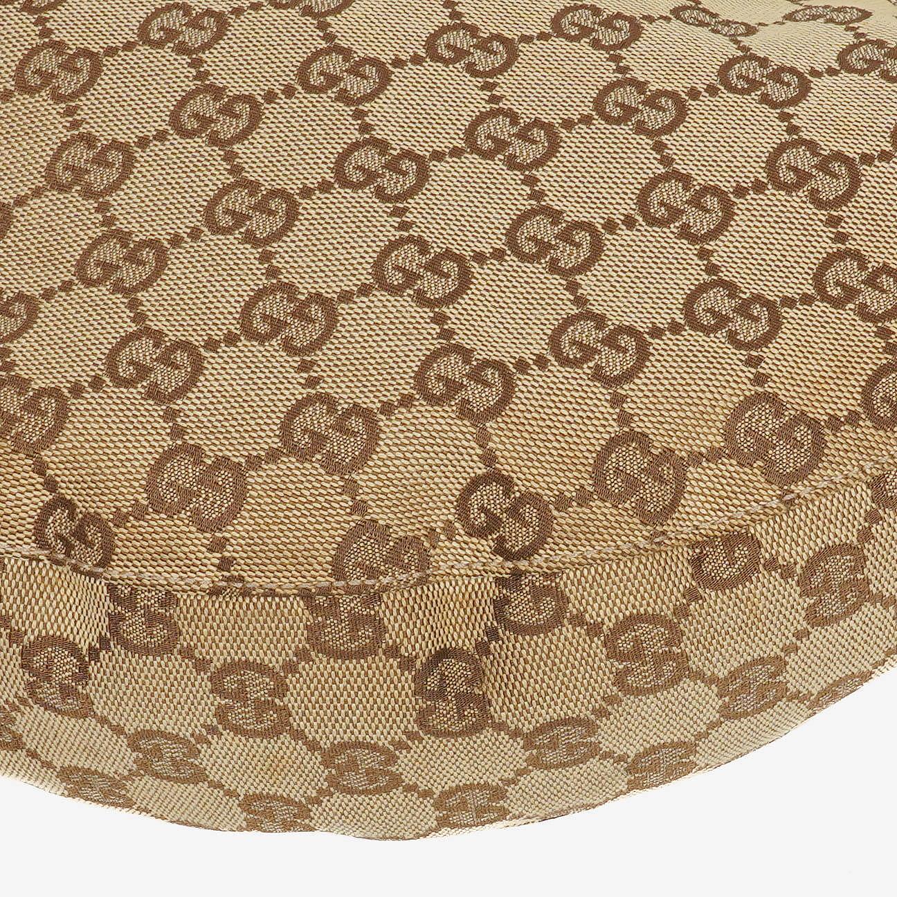Gucci Beige/Ebony GG Canvas Green Metallic Bamboo Ring Hobo Bag