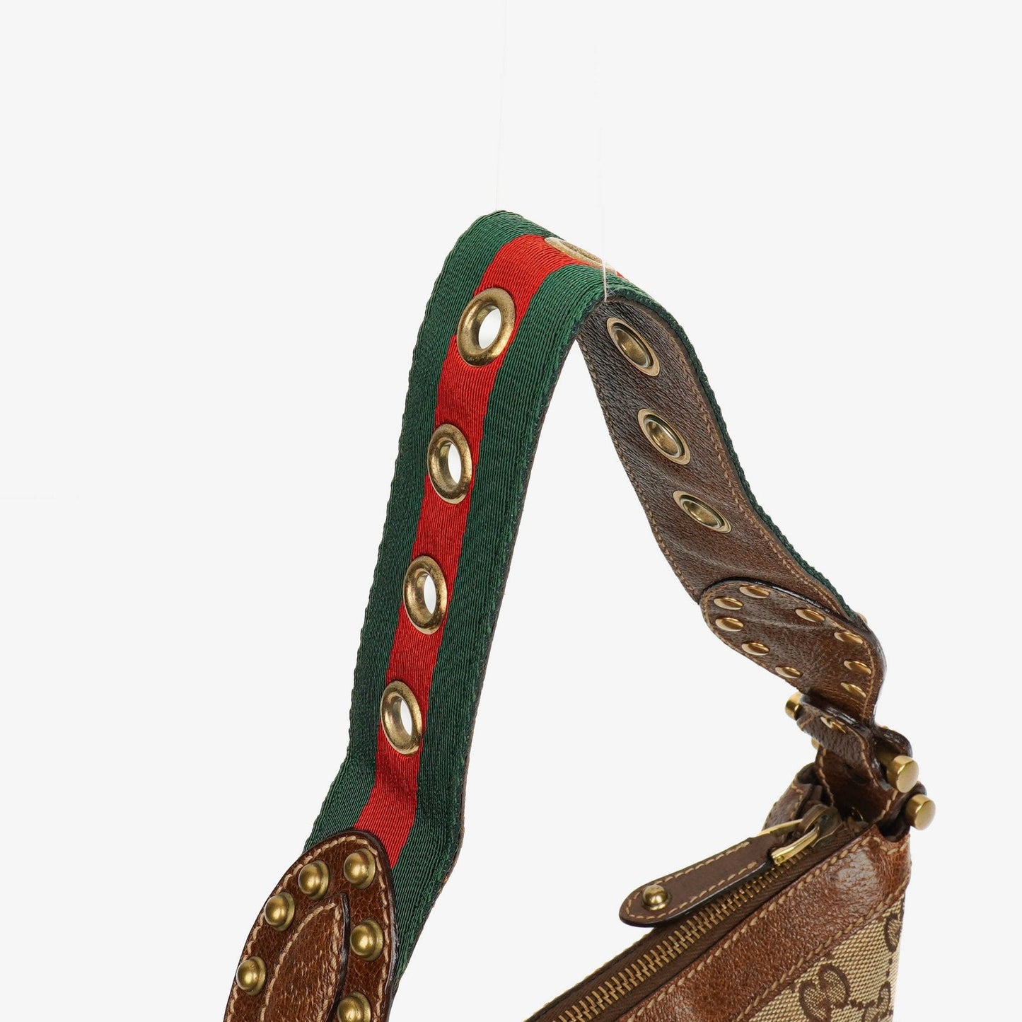 Gucci Beige/Ebony GG Canvas Studded Pelham Small Shoulder Bag