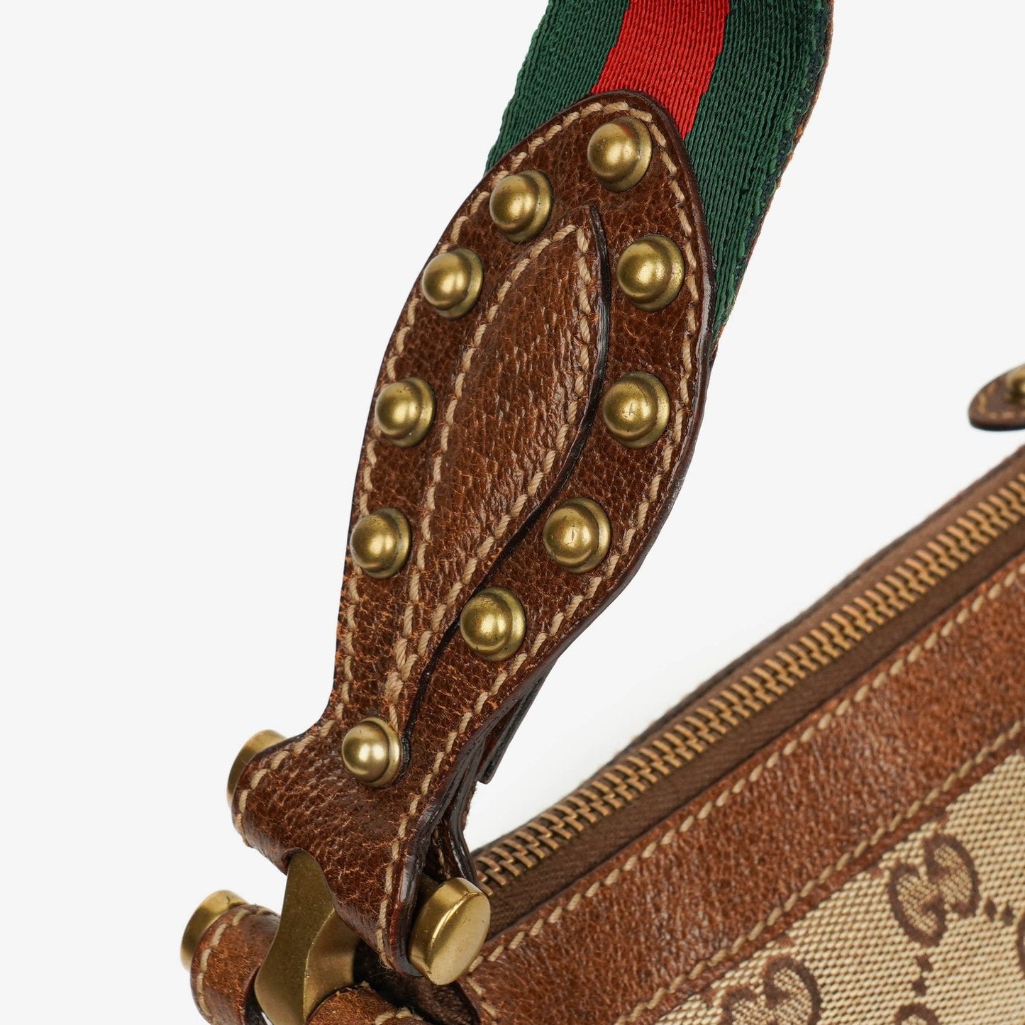 Gucci Beige/Ebony GG Canvas Studded Pelham Small Shoulder Bag