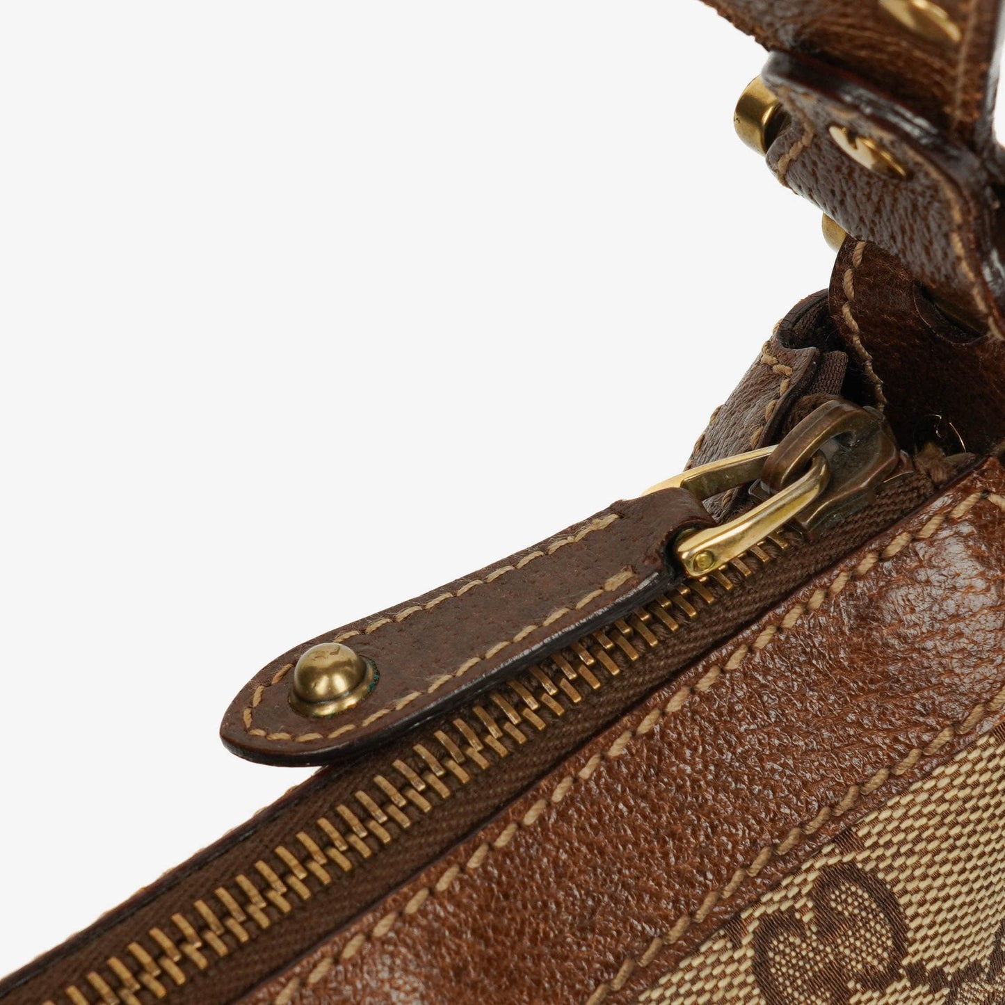Gucci Beige/Ebony GG Canvas Studded Pelham Small Shoulder Bag