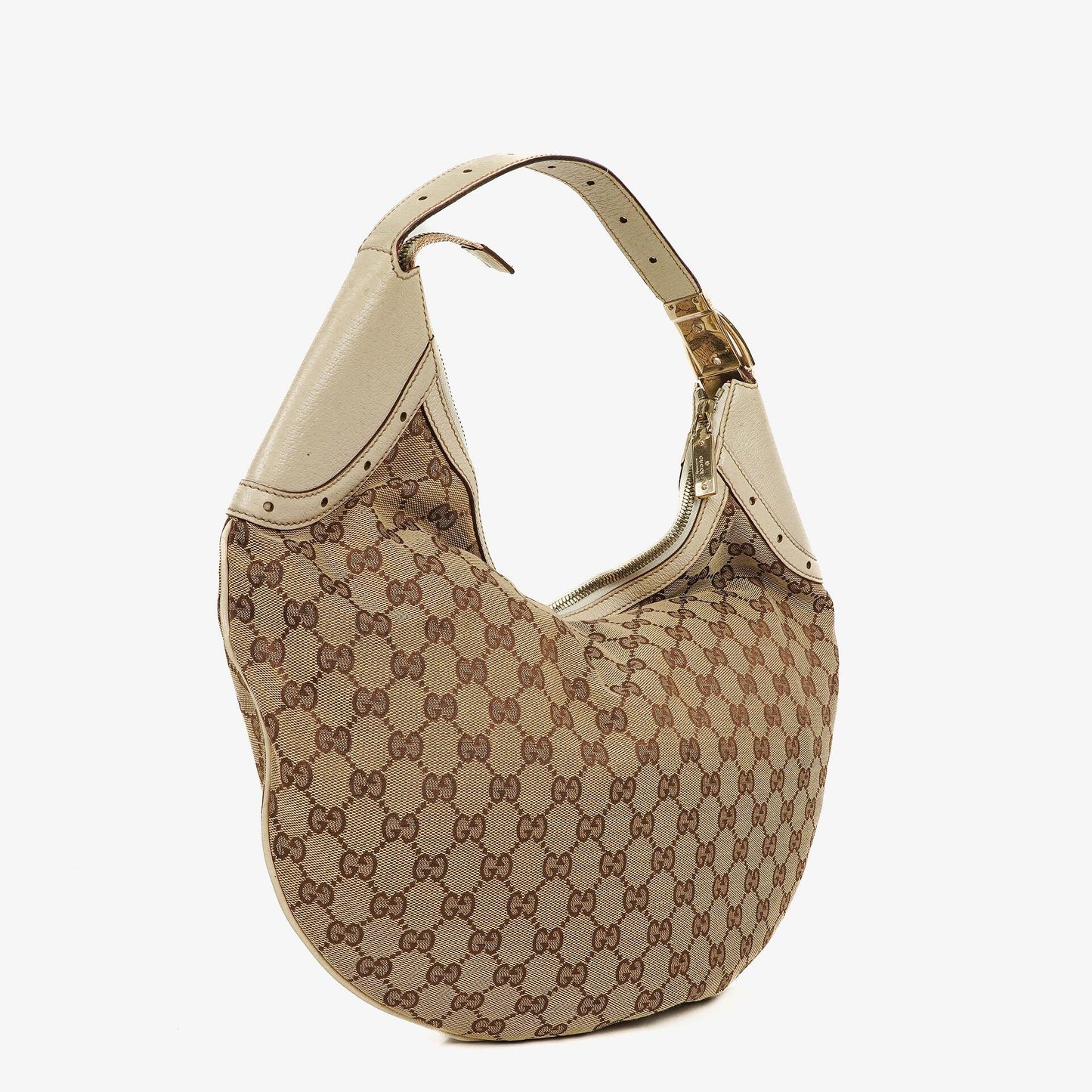 Gucci Beige/Ebony GG Fabric Canvas Hobo Bag