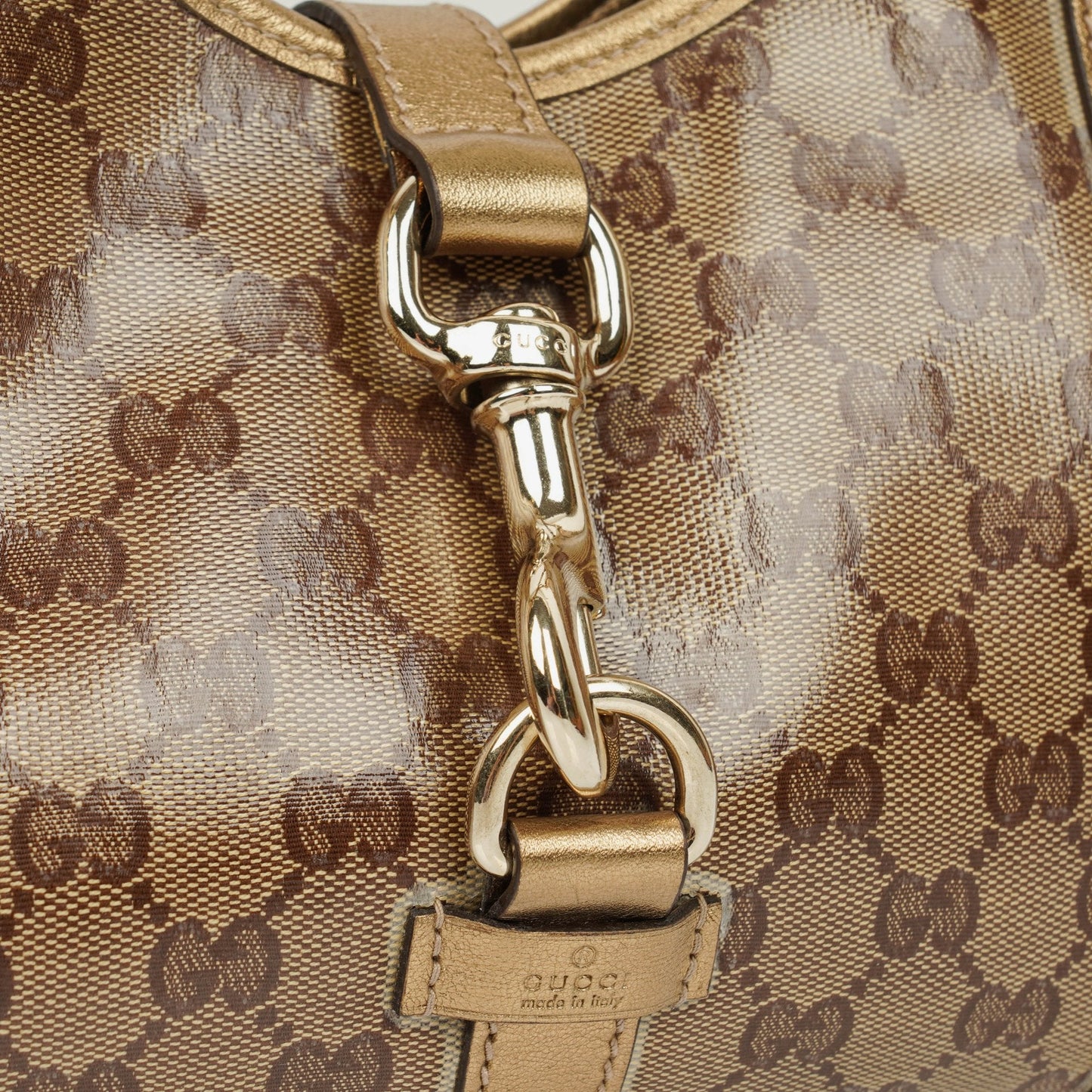 Gucci Beige/Gold Crystal Coated Canvas Joy Shoulder Bag