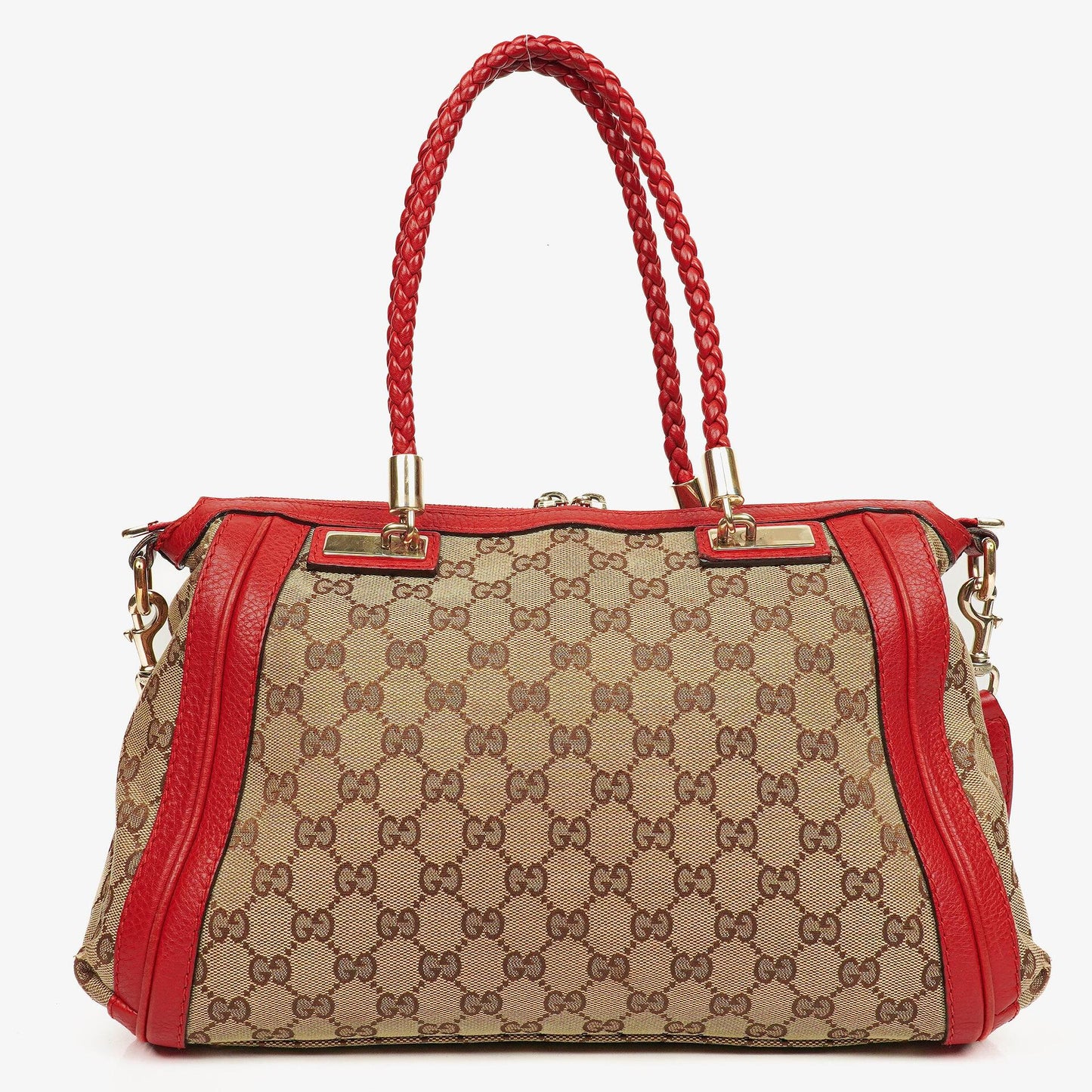 Gucci Beige/Red Bella GG Canvas Top Handle Bag