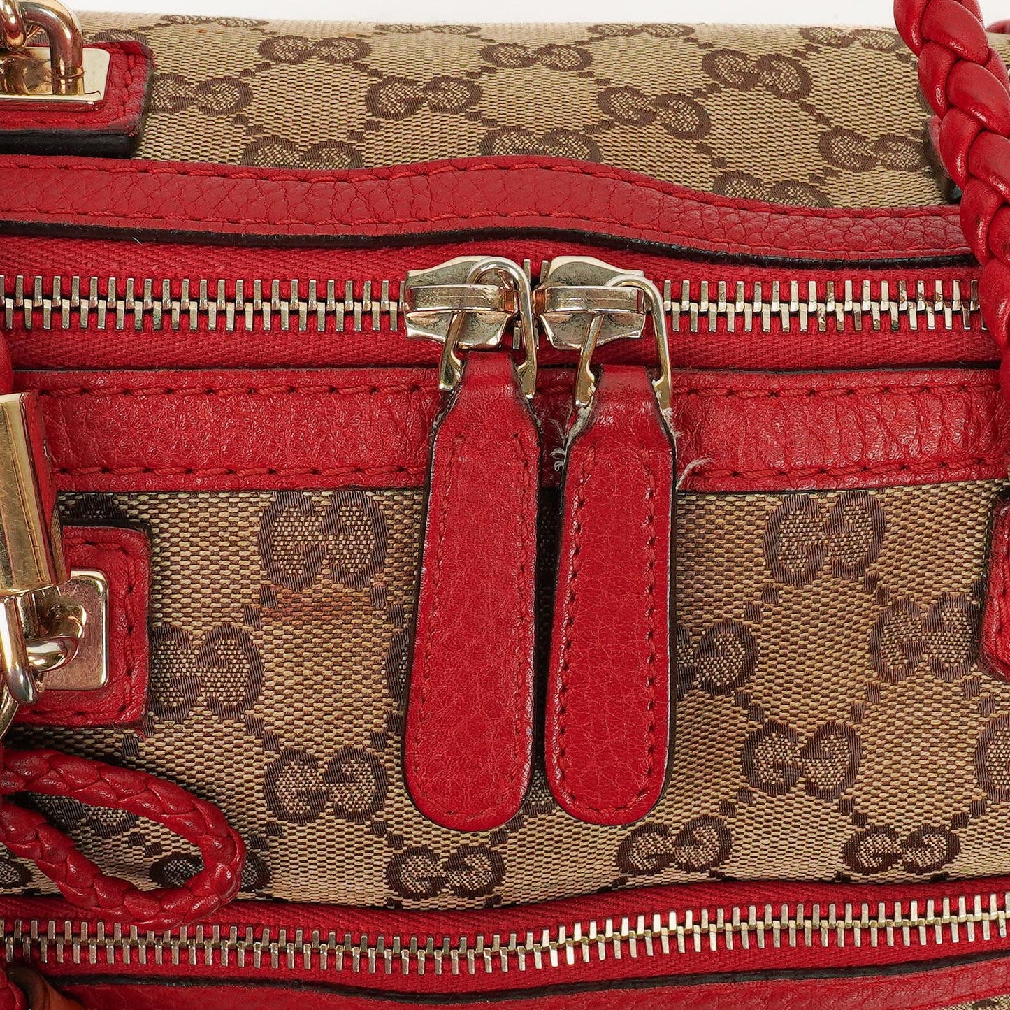 Gucci Beige/Red Bella GG Canvas Top Handle Bag