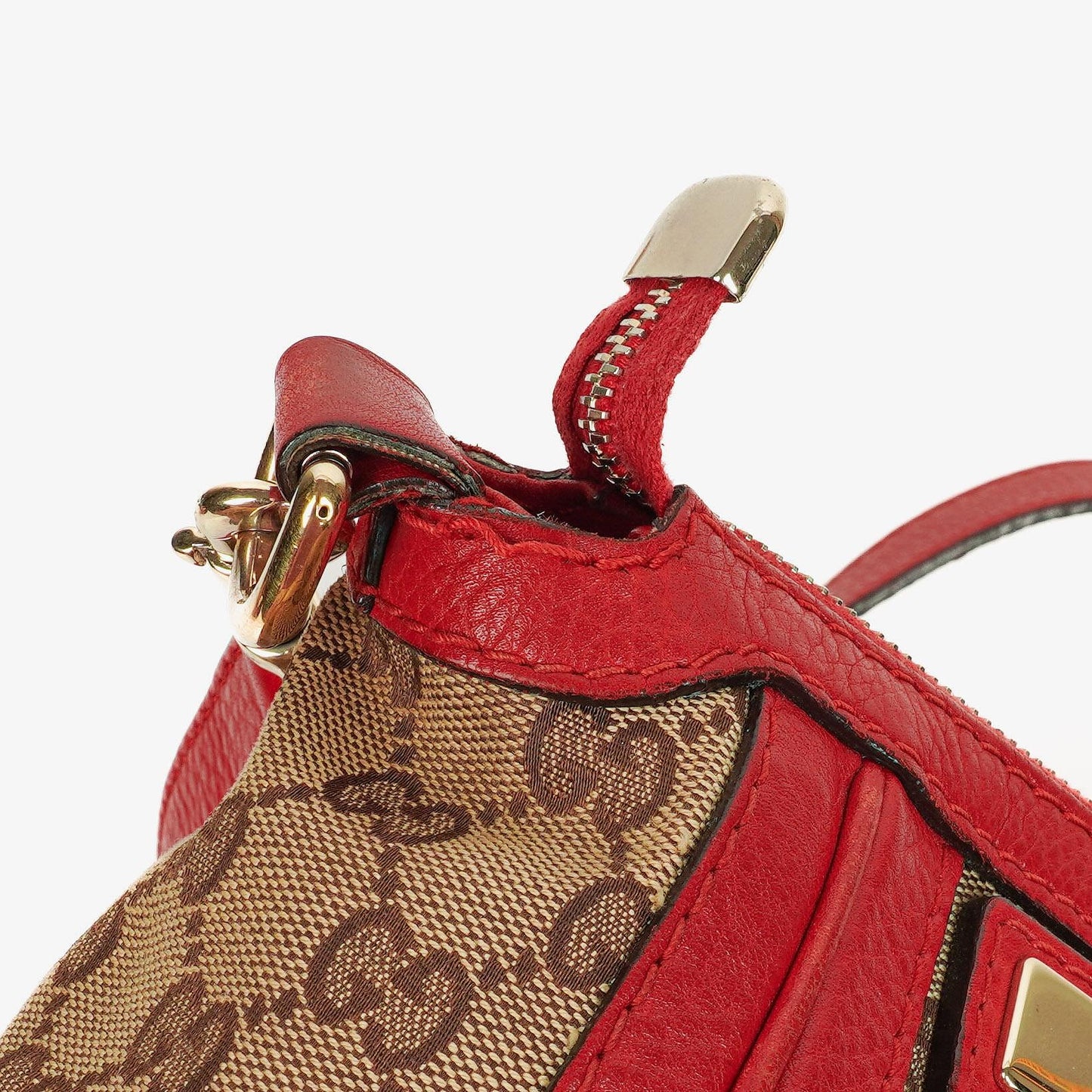 Gucci Beige/Red Bella GG Canvas Top Handle Bag