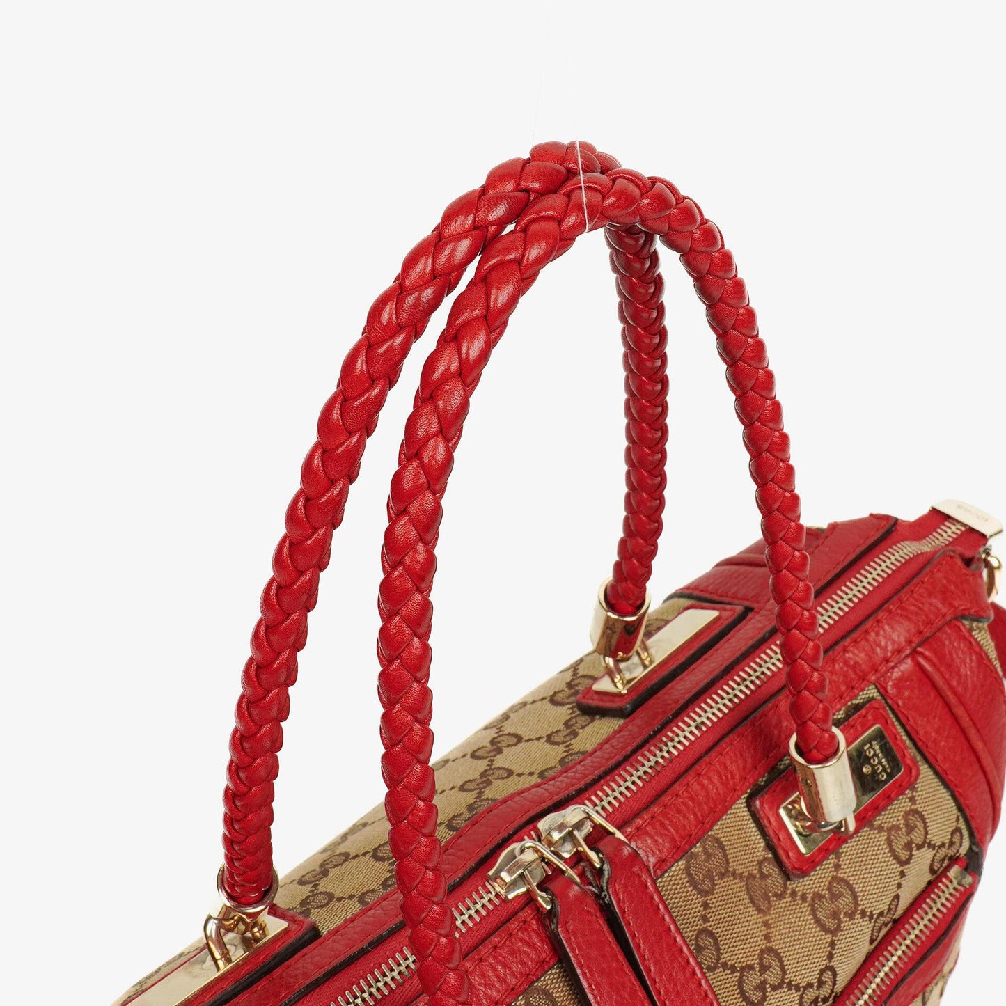Gucci Beige/Red Bella GG Canvas Top Handle Bag
