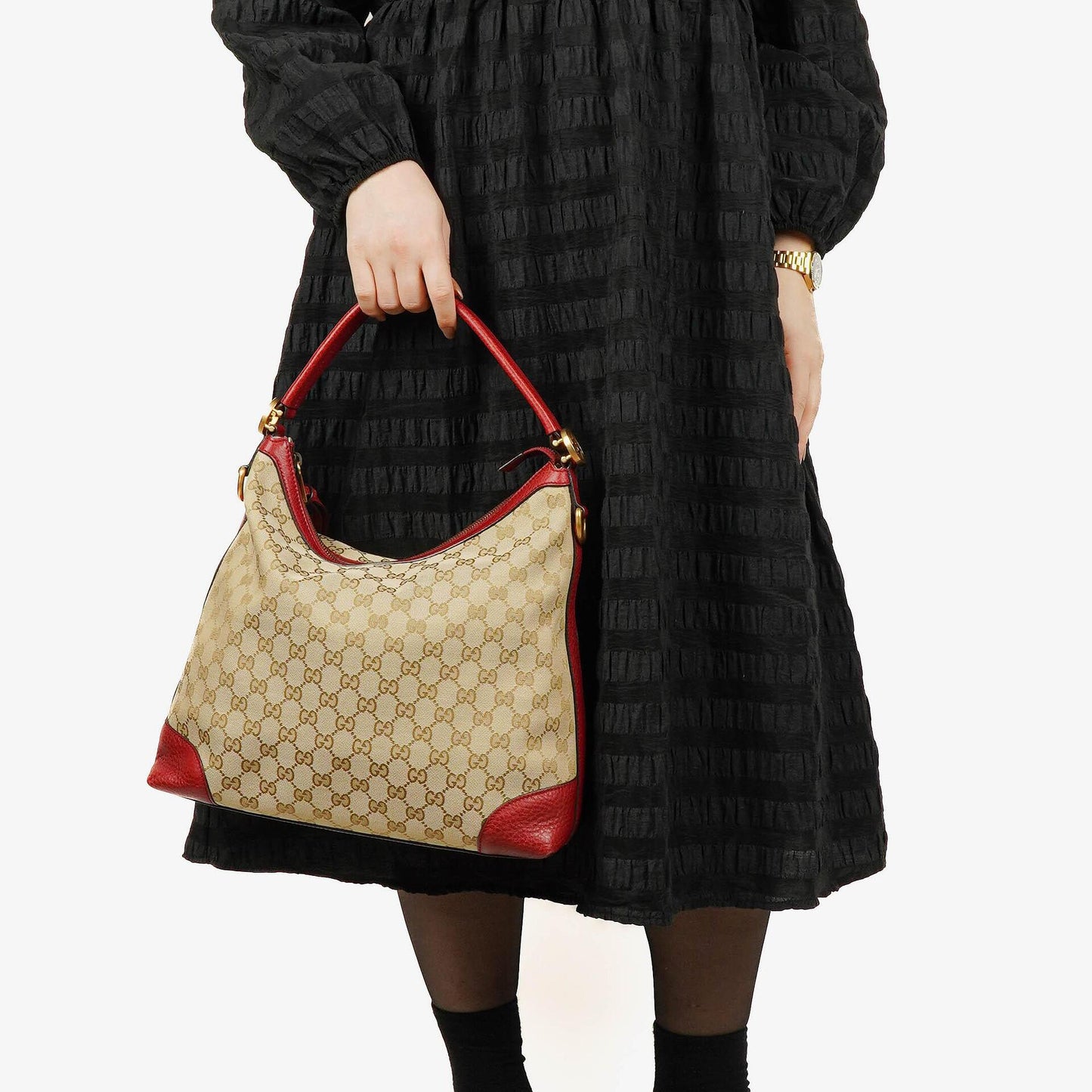 Gucci Beige/Red GG Canvas Miss GG Original Hobo Bag
