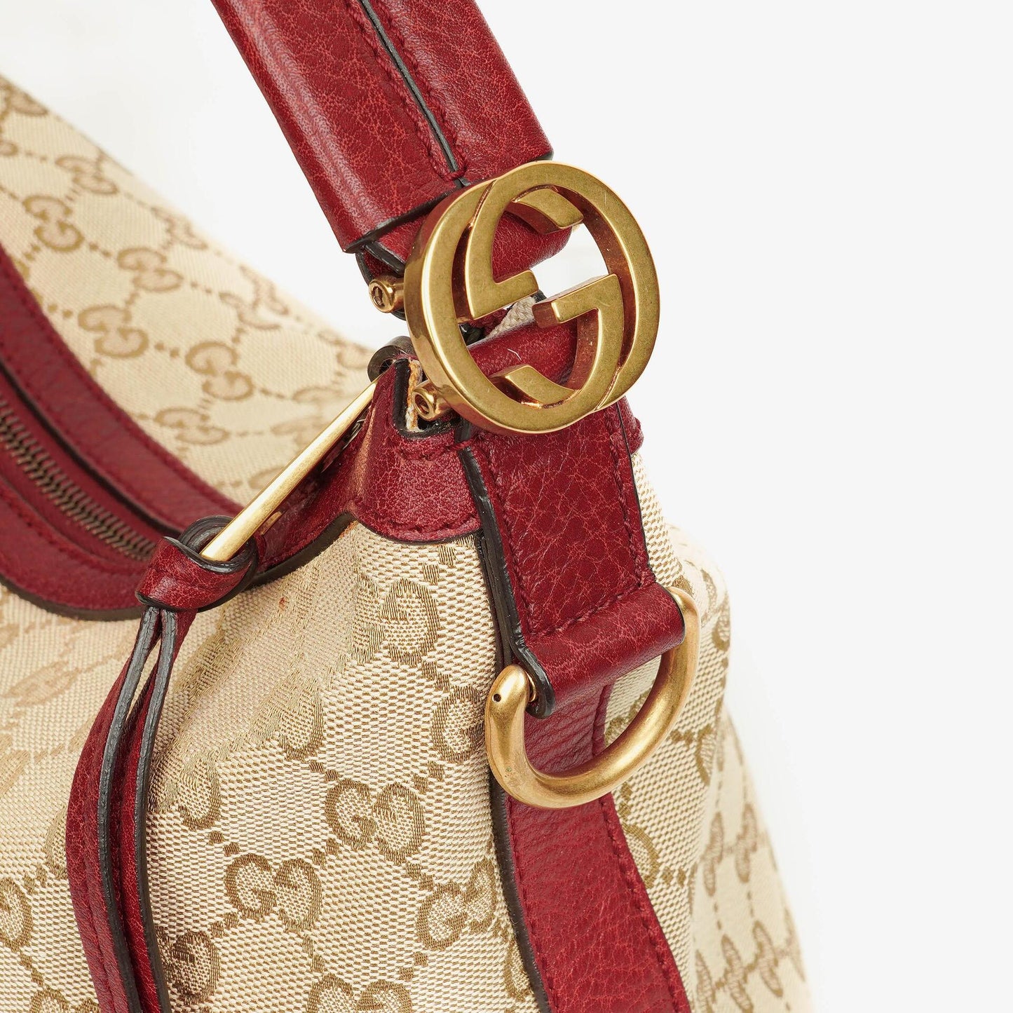 Gucci Beige/Red GG Canvas Miss GG Original Hobo Bag