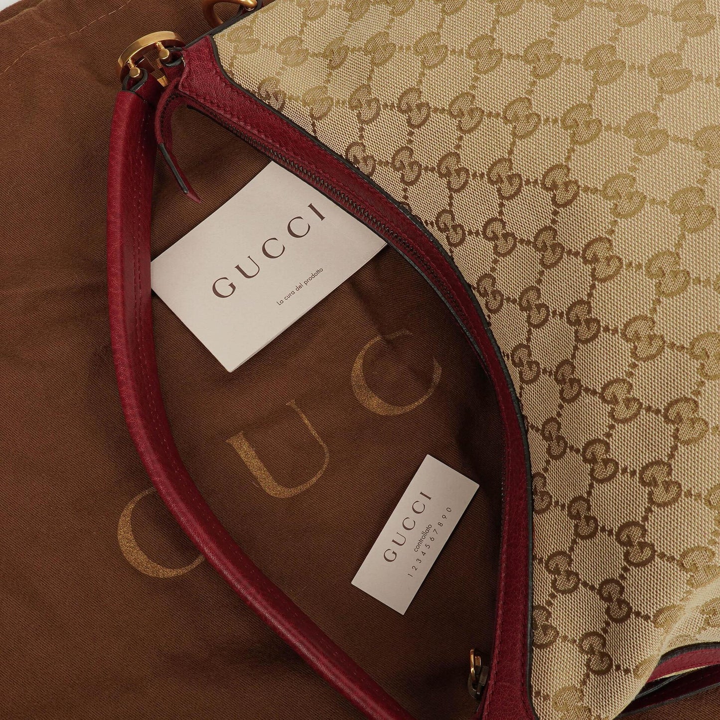 Gucci Beige/Red GG Canvas Miss GG Original Hobo Bag