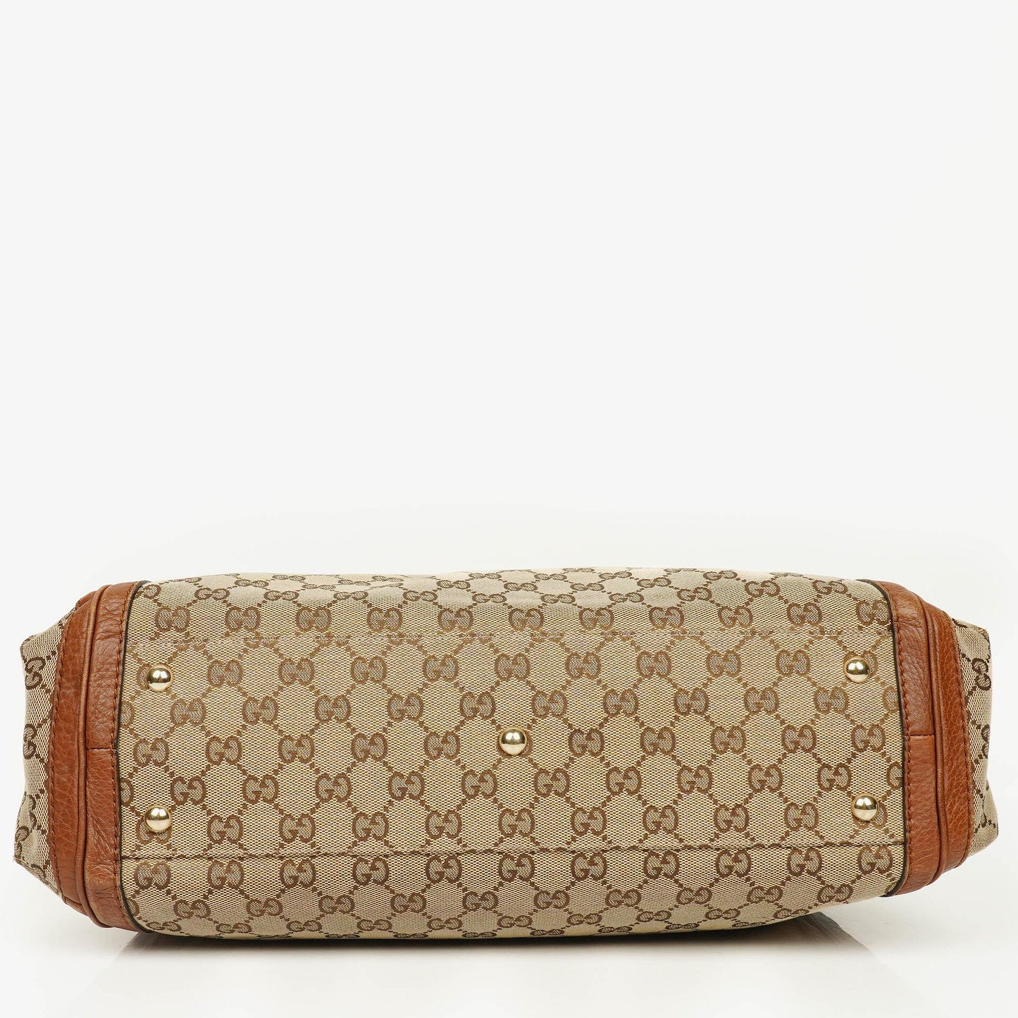 Gucci Bella Monogram Canvas Braided Handles Satchel Tote Bag