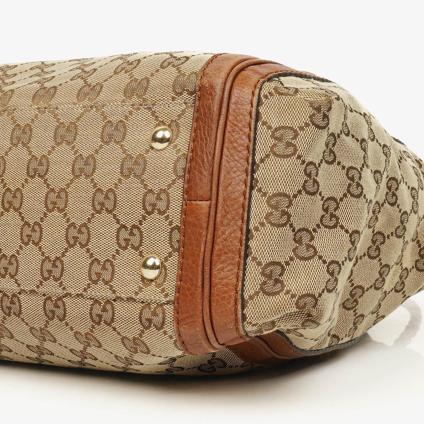 Gucci Bella Monogram Canvas Braided Handles Satchel Tote Bag