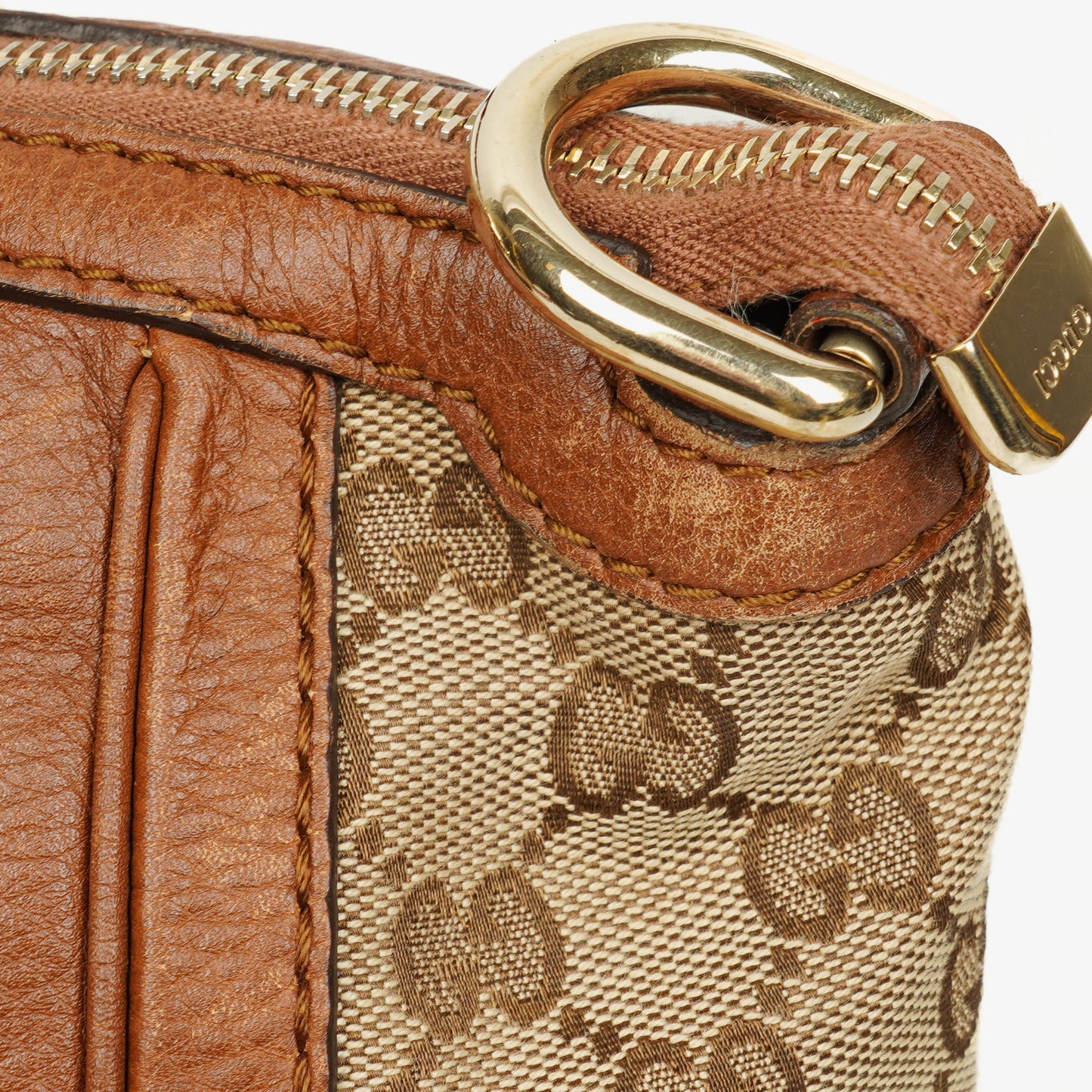 Gucci Bella Monogram Canvas Braided Handles Satchel Tote Bag