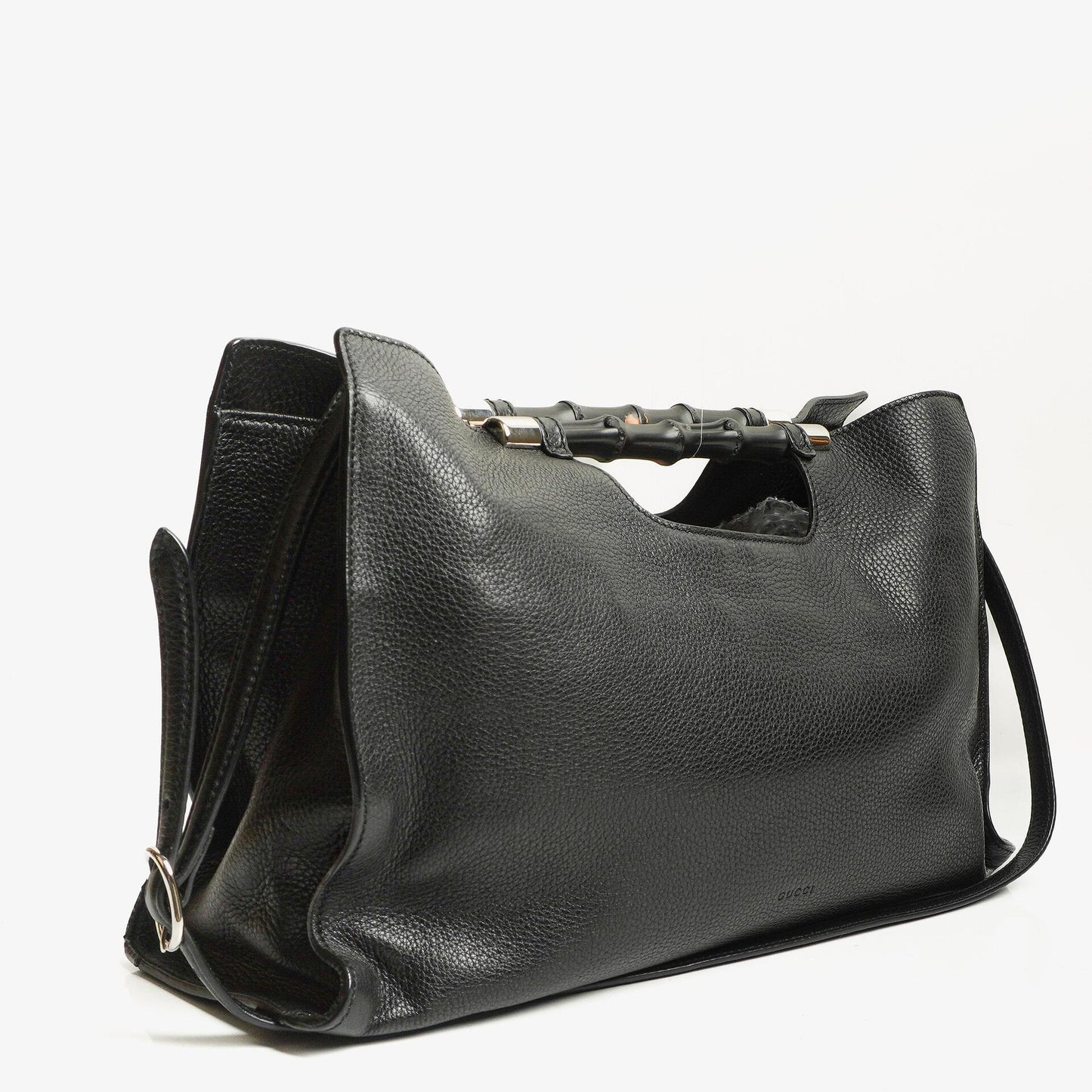 Gucci Black Calfskin Bamboo Daily Shopper Bag