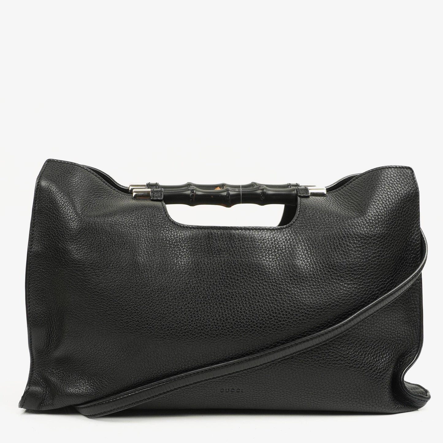 Gucci Black Calfskin Bamboo Daily Shopper Bag