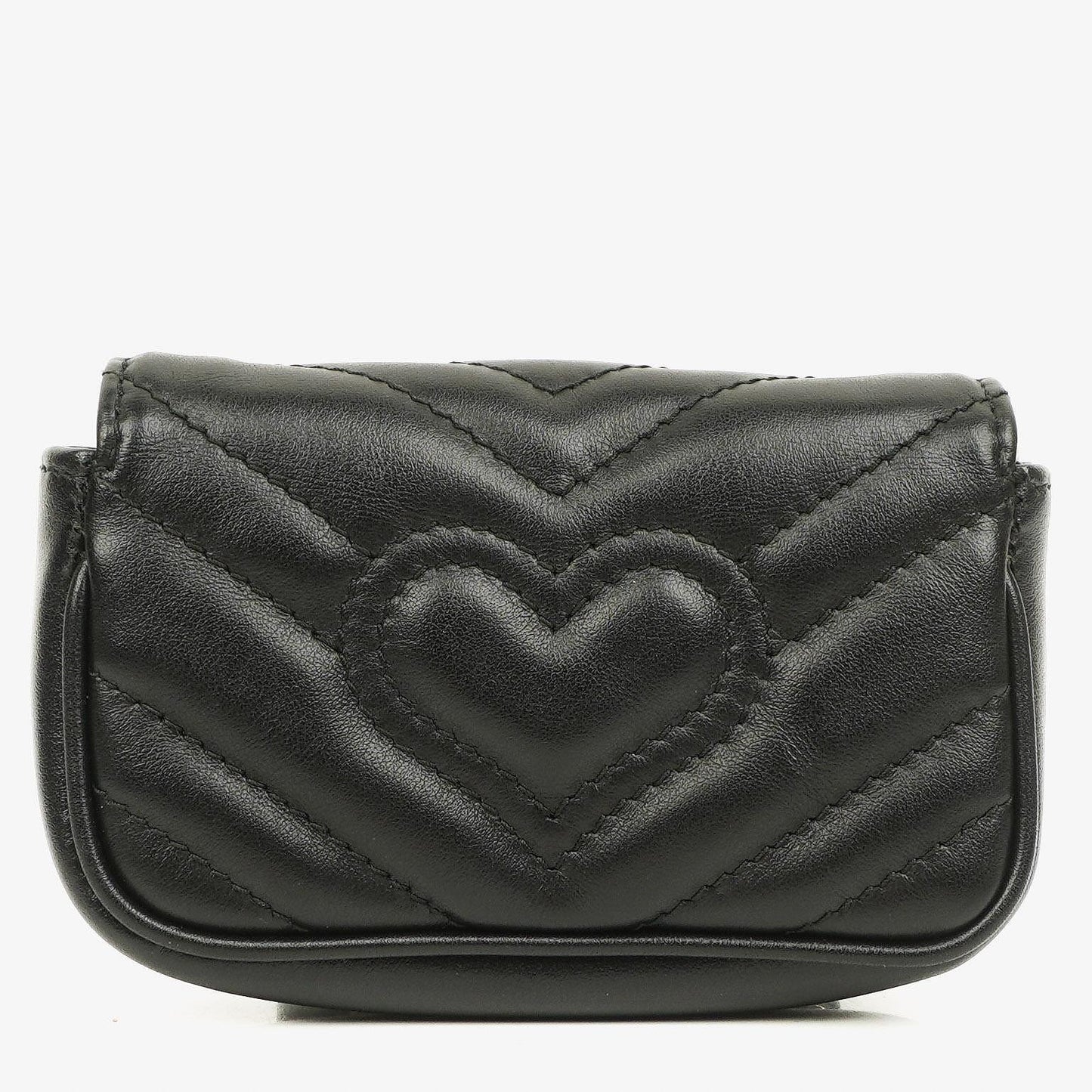 Gucci Black Calfskin Matelasse GG Marmont 2.0 Coin Purse On A Chain