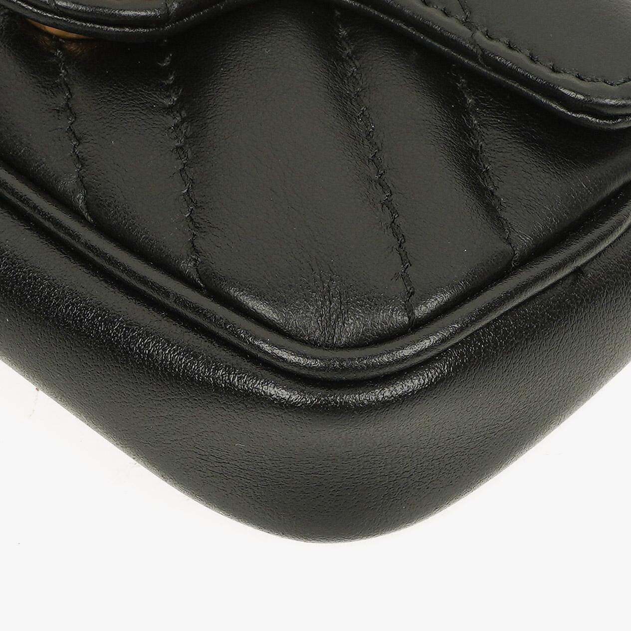 Gucci Black Calfskin Matelasse GG Marmont 2.0 Coin Purse On A Chain
