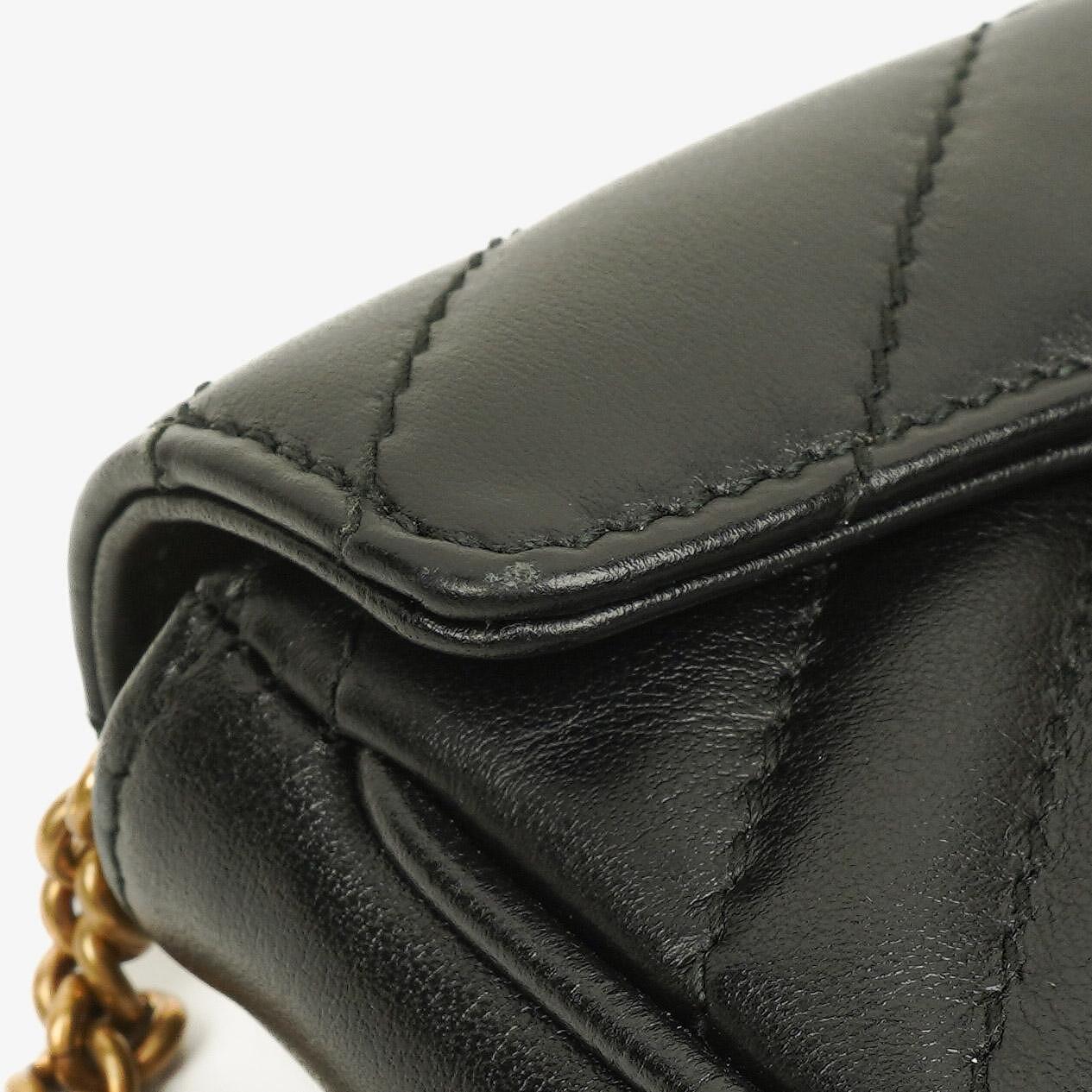 Gucci Black Calfskin Matelasse GG Marmont 2.0 Coin Purse On A Chain