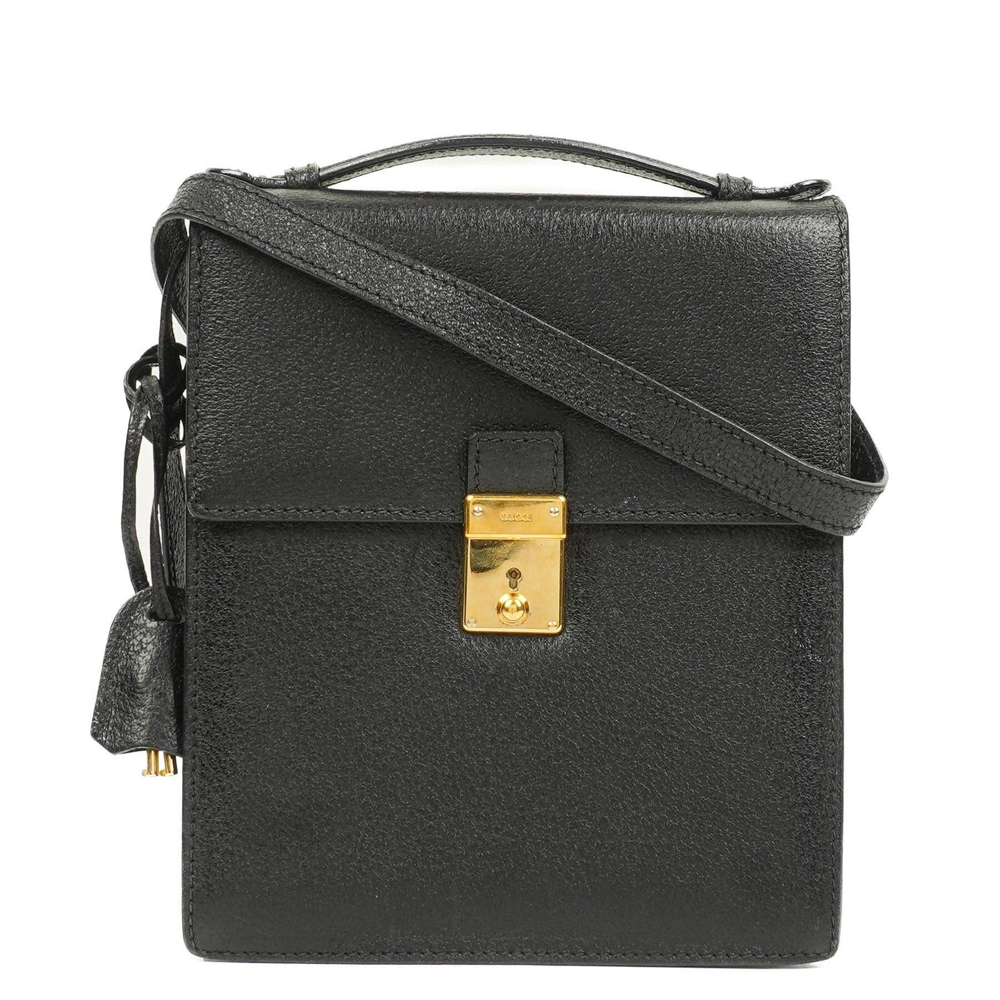 Gucci Black Grained Leather Shoulder Bag