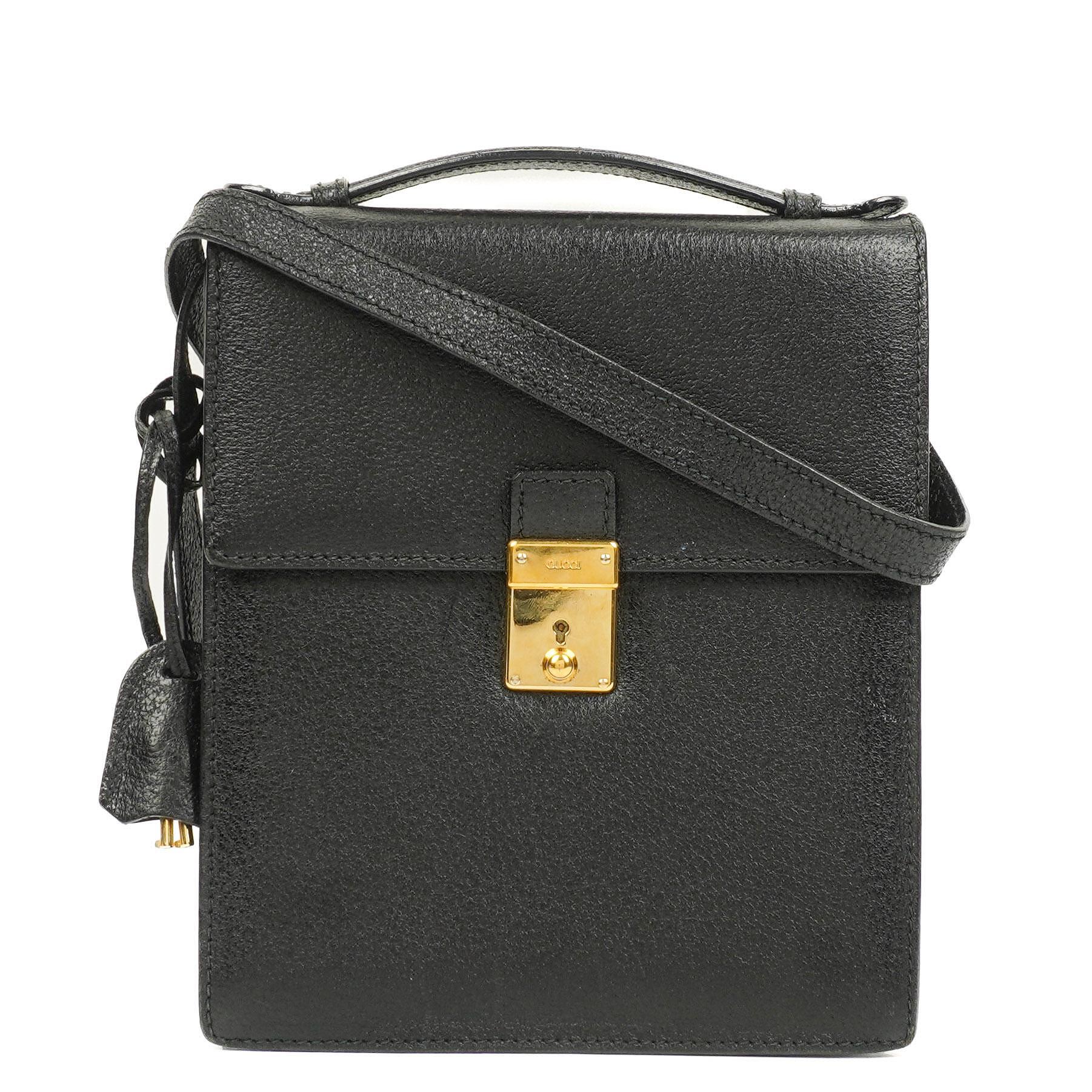 Gucci Black Grained Leather Shoulder Bag