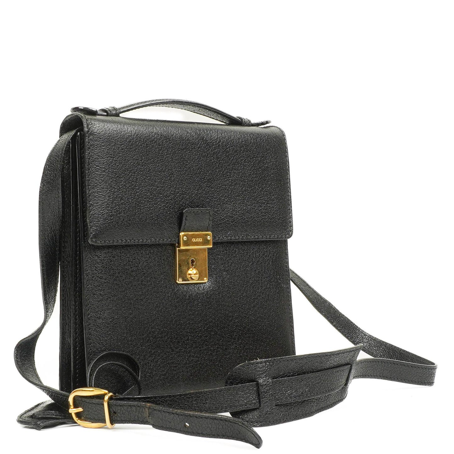 Gucci Black Grained Leather Shoulder Bag